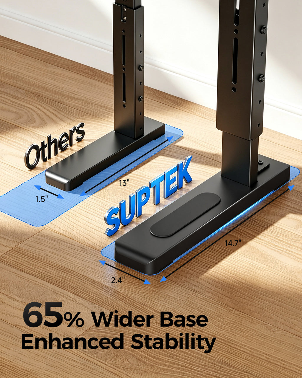 Suptek Universal TV Legs for 24-75-85-92 Inch TV Height Adjustable Stand-Large TV Stand Holds up to 150lbs Max VESA 800x600, TV Legs Replacement Suitable for Soundbar, Livingroom & Bedroom