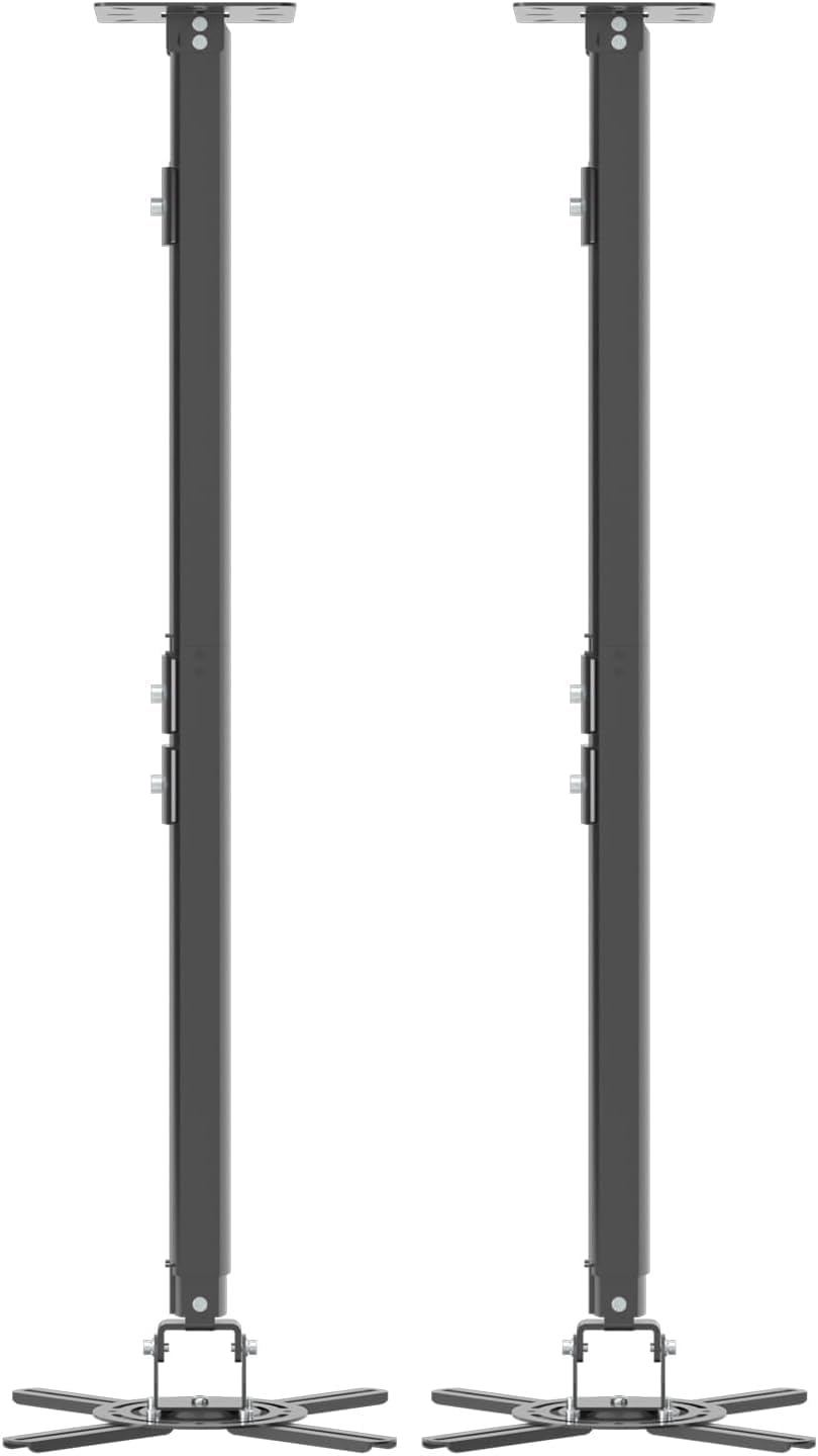 suptek Projector Ceiling Mount Bracket Fits Flat or Sloped Ceiling Height Adjustable with Extendable Length 30.7-49.21inch,for LCD/DLP Projectors,Black (PR05LB)