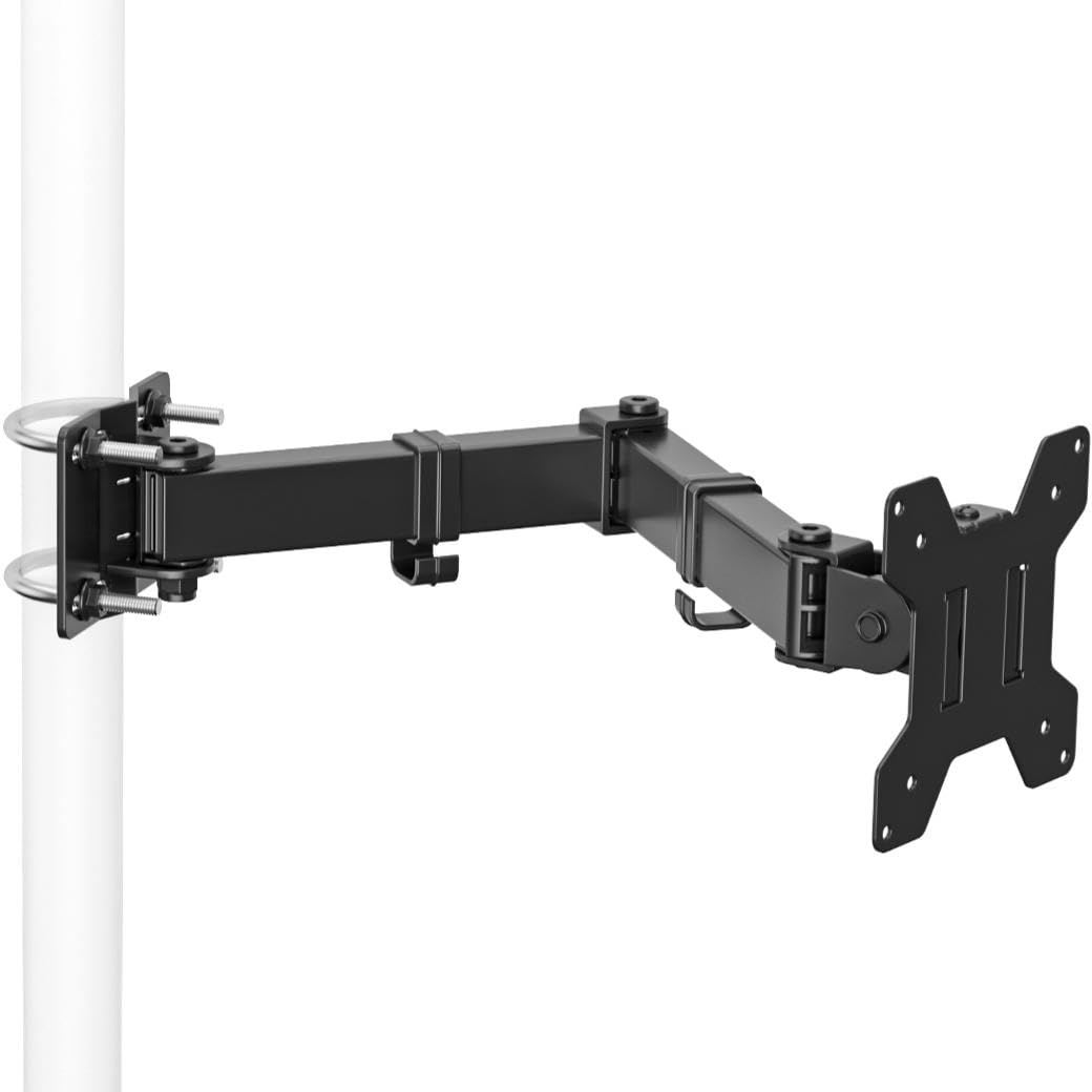 suptek Single Monitor Arm for Desk Mount Stand,Adjustable Monitor Arm for 17 to 32 inch Screen, Support Weight up to 22lbs, Mounting Holes 75x75mm to 100x100mm,Pneumatic Pole Mount Arm Black
