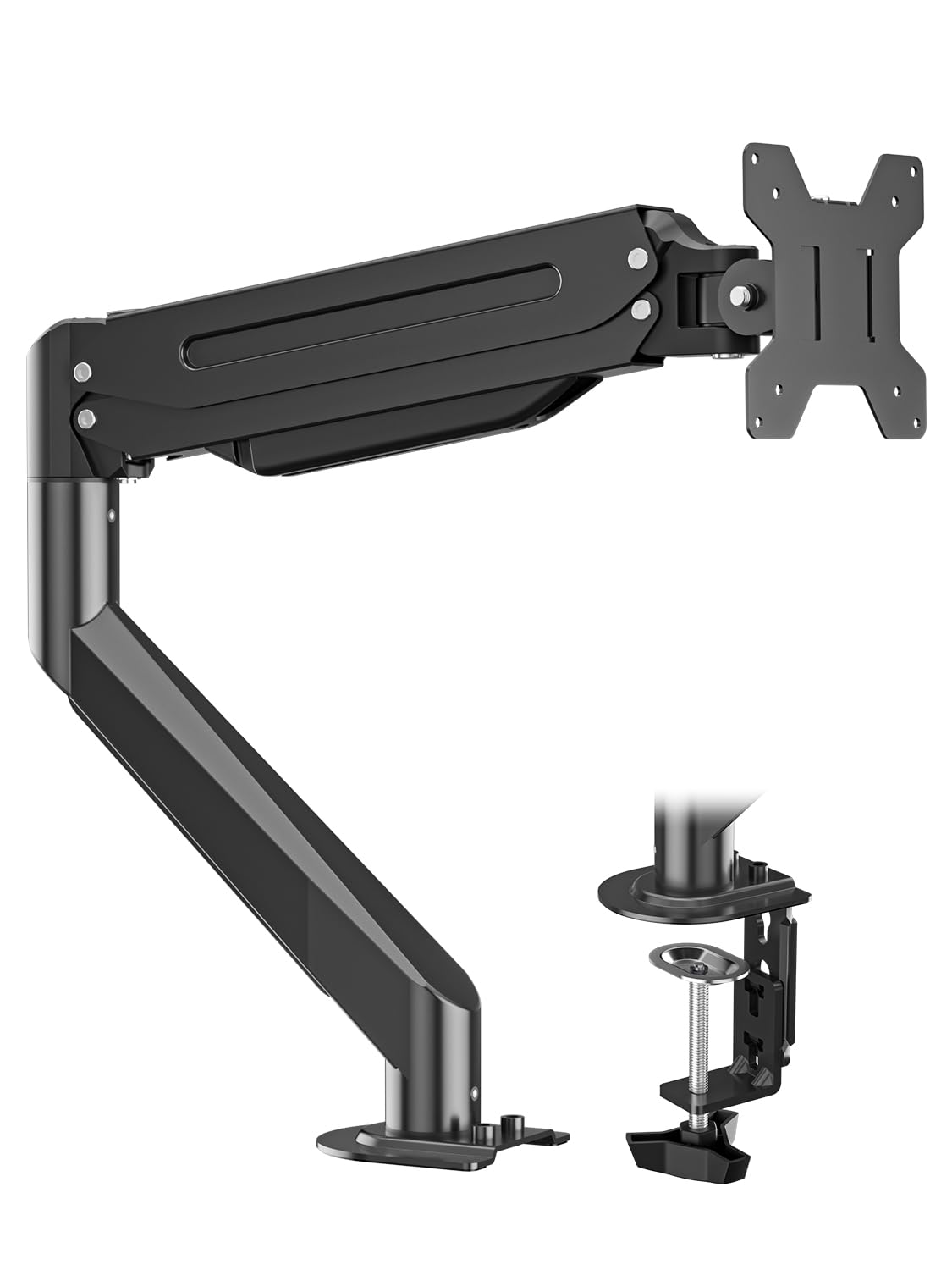Suptek Single Monitor Arm Fully Adjustable for 17-34-35 Inch Screens | VESA Monitor Mount with Quick Install, Computer Monitor Stand for 32” Monitors, Desk Monitor Mount Holds 24lbs, VESA 75/100mm