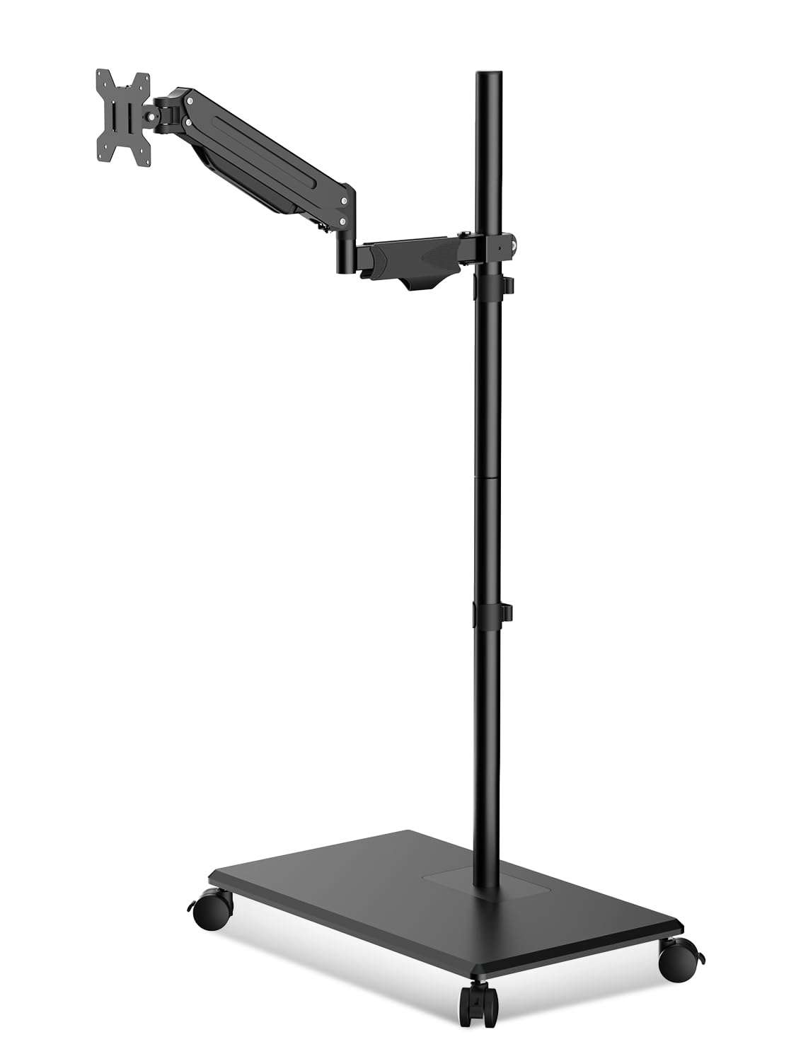 suptek Mobile Desk Workstation with Monitor Mount for up to 32" Screen, Rolling Computer Cart on Wheels,Full Keyboard Tray, CPU Holder