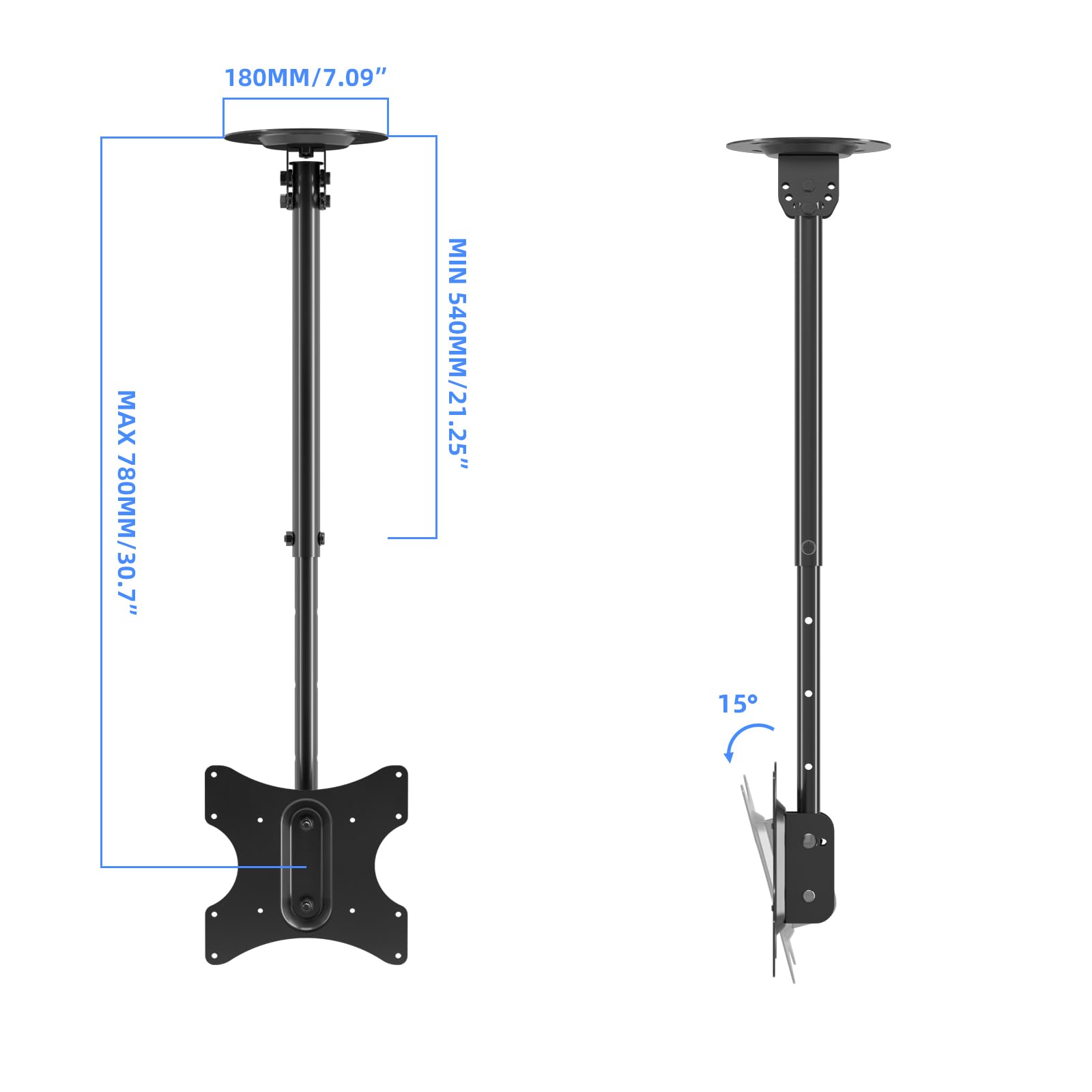 Suptek Ceiling TV Mount Fits Most 26-65 inch LCD LED Plasma Panel Display with Max VESA 400x400mm Loaded up to 45kg/100lbs Height Adjustable MC4602