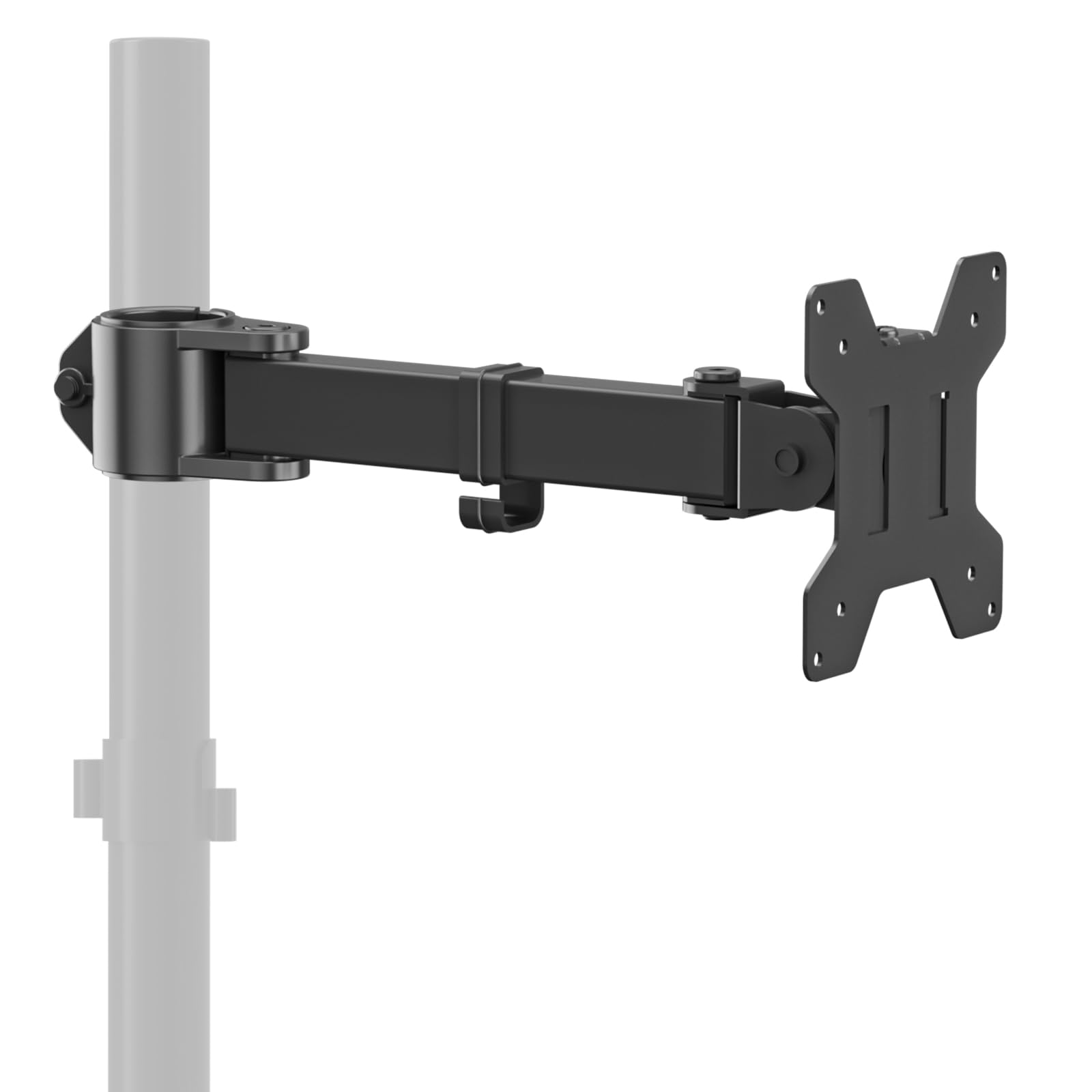 suptek Single Monitor Arm for Desk Mount Stand,Adjustable Monitor Arm for 17 to 32 inch Screen, Support Weight up to 22lbs, Mounting Holes 75x75mm to 100x100mm,Pneumatic Pole Mount Arm Black