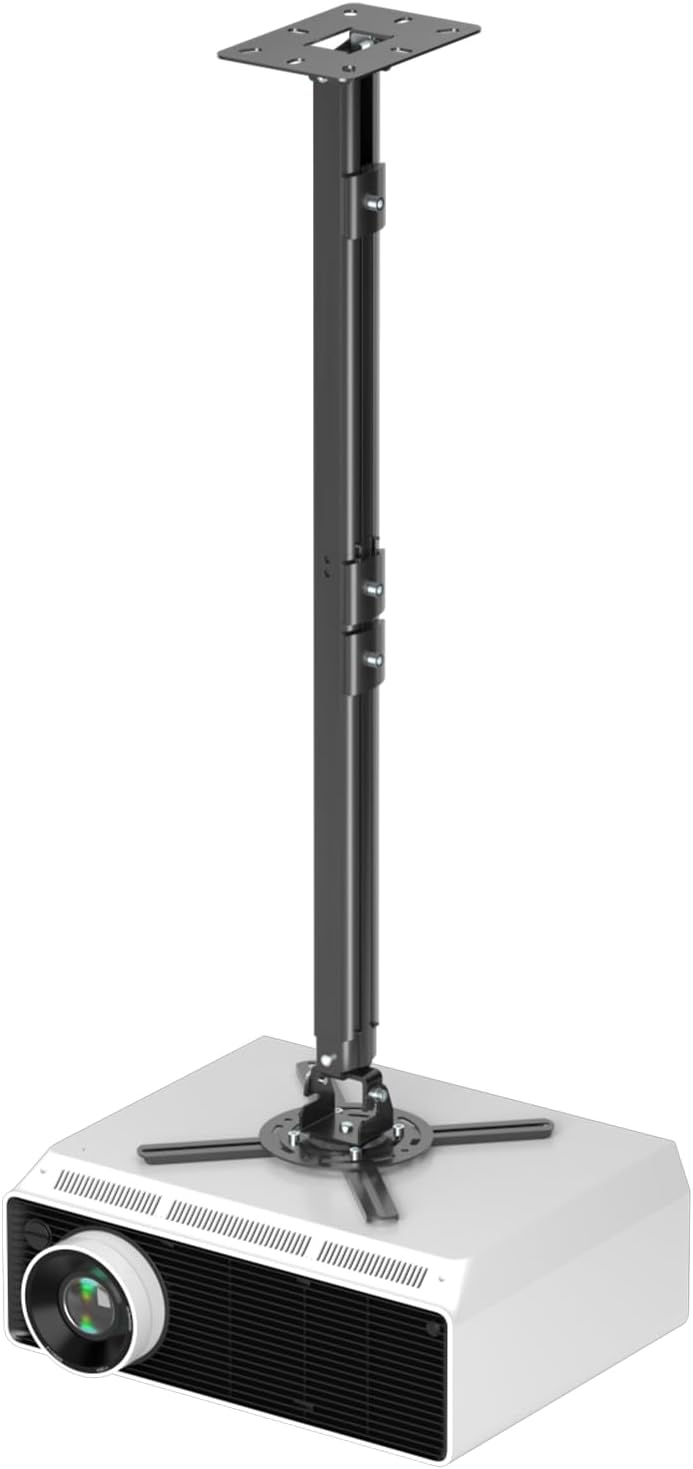 suptek Projector Ceiling Mount Bracket Fits Flat or Sloped Ceiling Height Adjustable with Extendable Length 30.7-49.21inch,for LCD/DLP Projectors,Black (PR05LB)