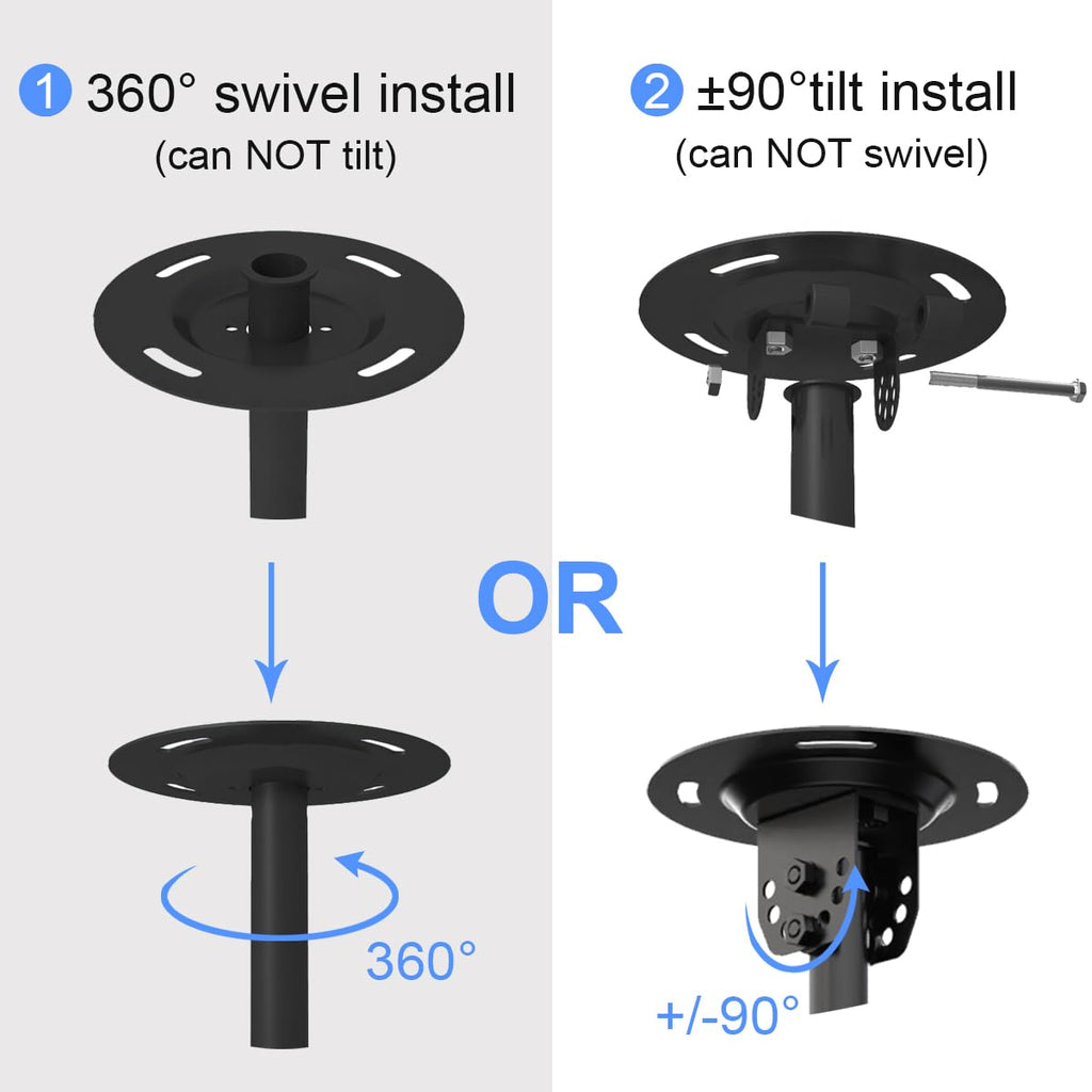 Suptek Ceiling TV Mount Fits Most 26-65 inch LCD LED Plasma Panel Display with Max VESA 400x400mm Loaded up to 45kg/100lbs Height Adjustable MC4602