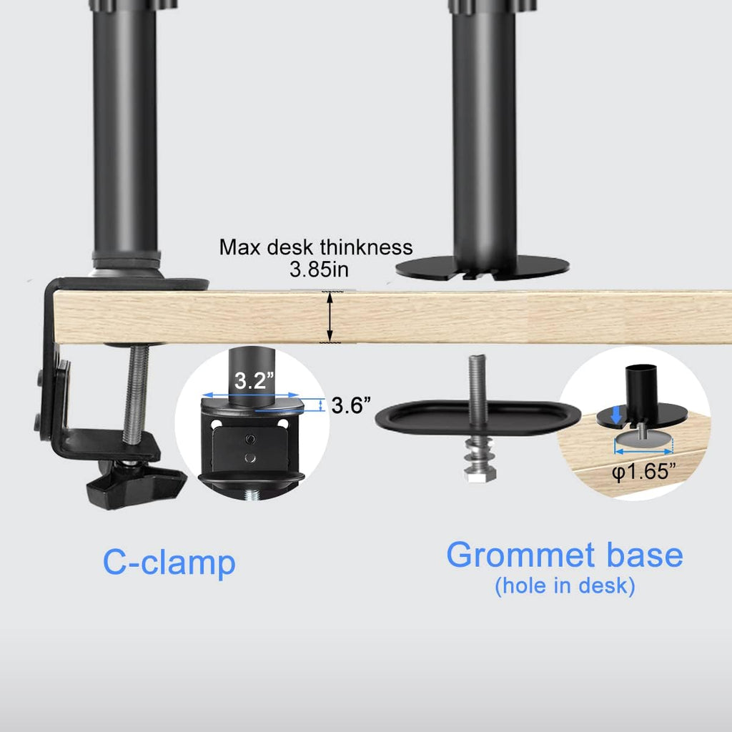 Suptek Dual Monitor Mount Stand-Height Adjustable Gas Spring Monitor Arm Desk Mount Vesa Bracket with C Clamp,Grommet Base for 2 Computer Screens 17 to 27 inches up to 13.2lbs(MD8422)