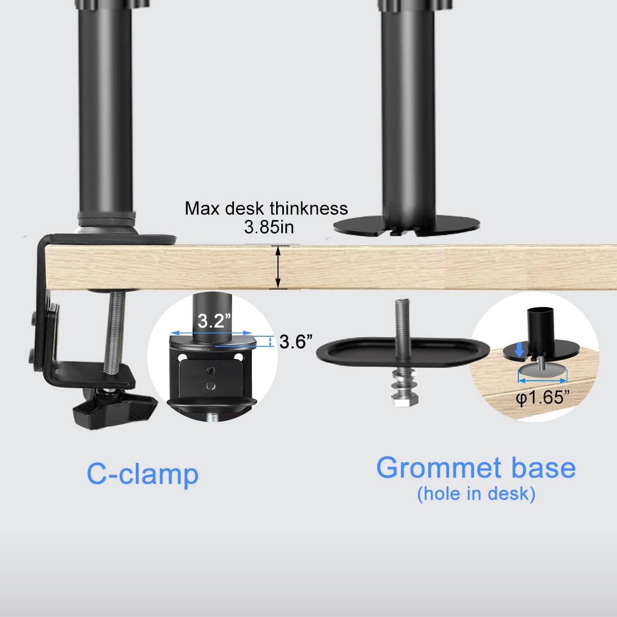 Suptek Dual Monitor Mount Stand-Height Adjustable Gas Spring Monitor Arm Desk Mount Vesa Bracket with C Clamp,Grommet Base for 2 Computer Screens 17 to 27 inches up to 13.2lbs(MD8422)