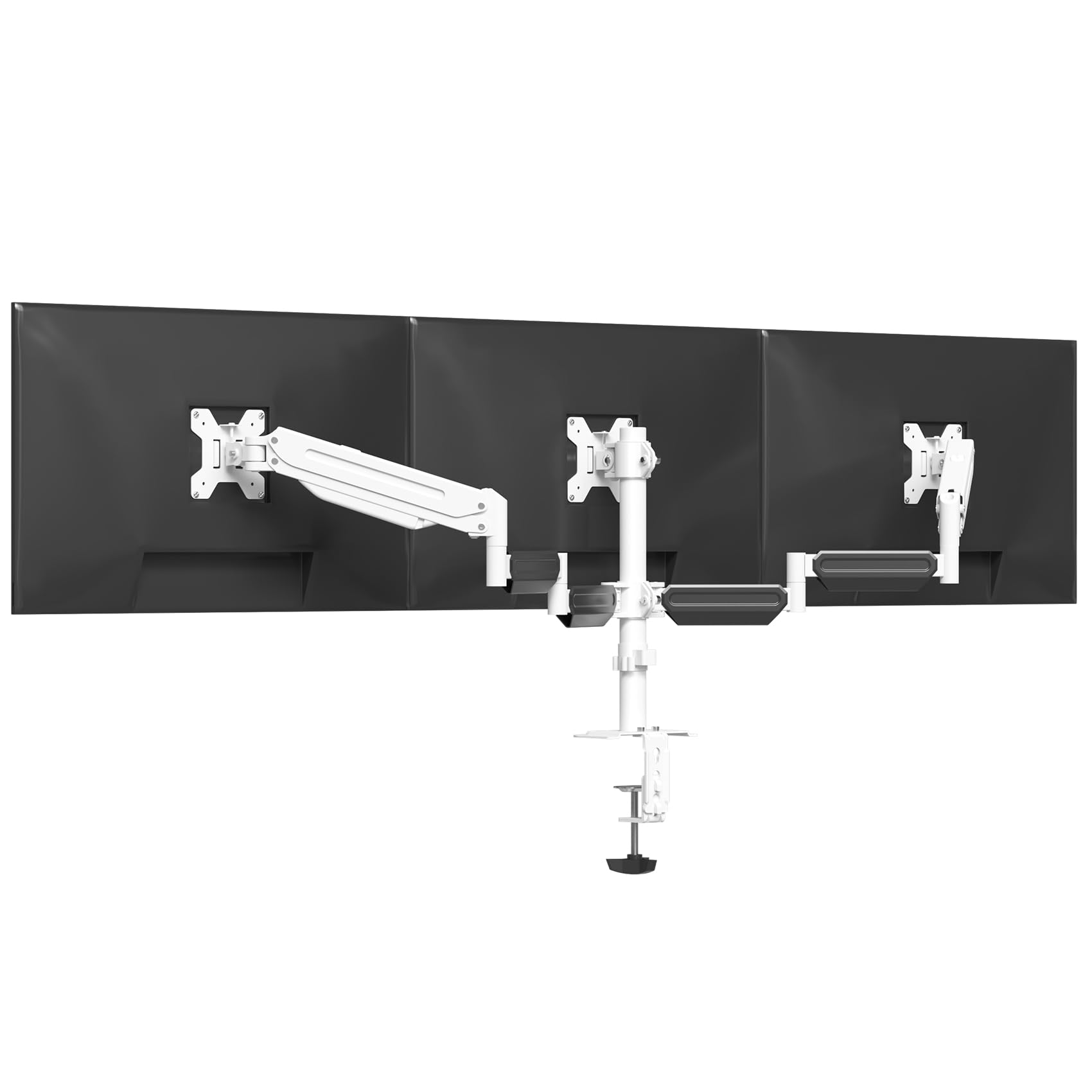 suptek Triple Monitor Mount for Most 17 to 32 inch Screens,Gas Springs Adjustment Triple Monitor Desk Mount Stand with Clamp & Grommet Kit,Black(MD8003)
