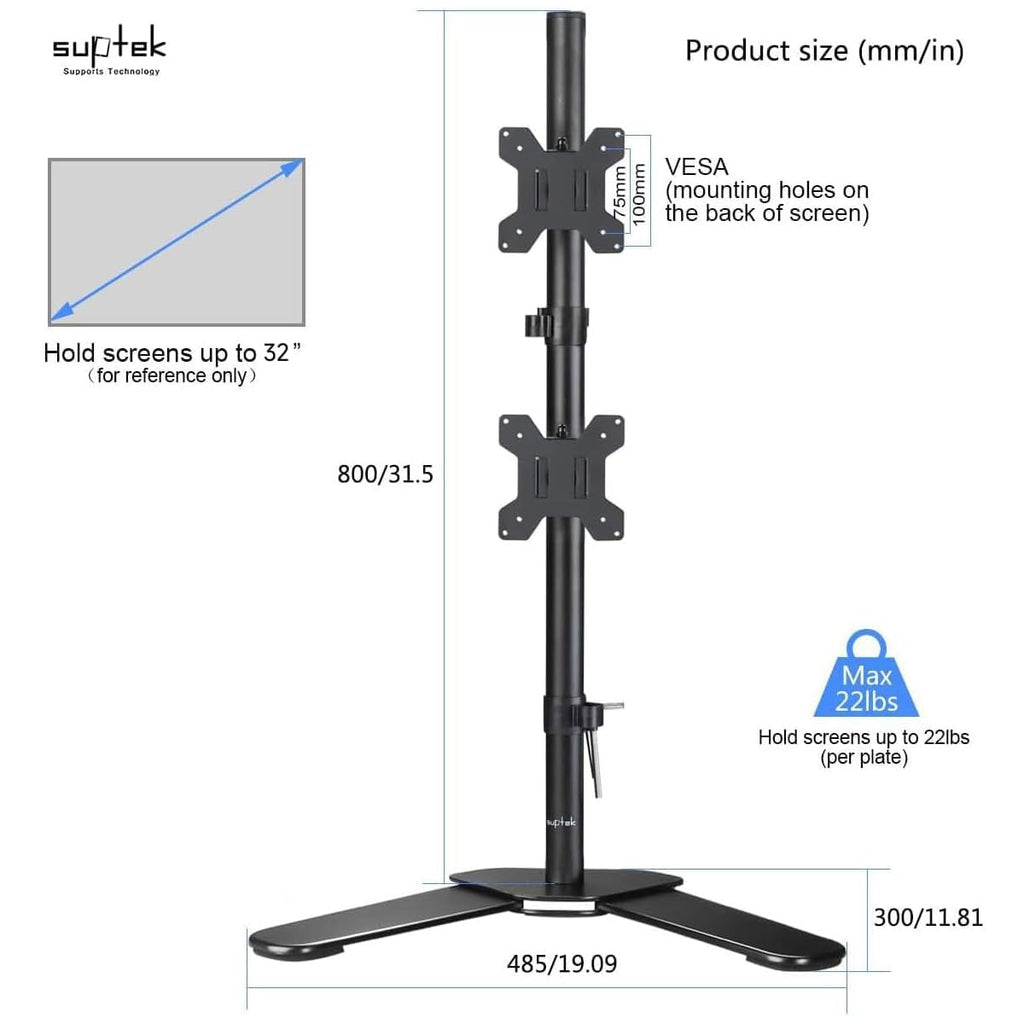 Suptek Single Monitor Mount, Adjustable Monitor Arm Desk Mount Stand for 1 / One Screen up to 32 inch Screen(MD9401)