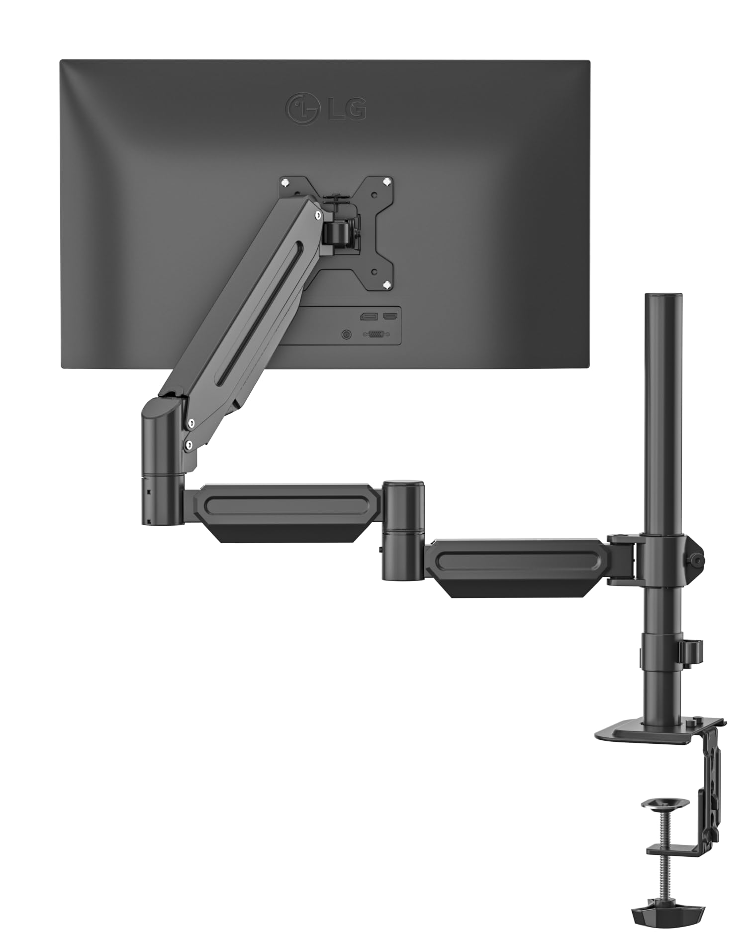suptek Single Monitor Arm for Desk Mount Stand,Adjustable Monitor Arm for 17 to 32 inch Screen, Support Weight up to 22lbs, Mounting Holes 75x75mm to 100x100mm,Pneumatic Pole Mount Arm Black