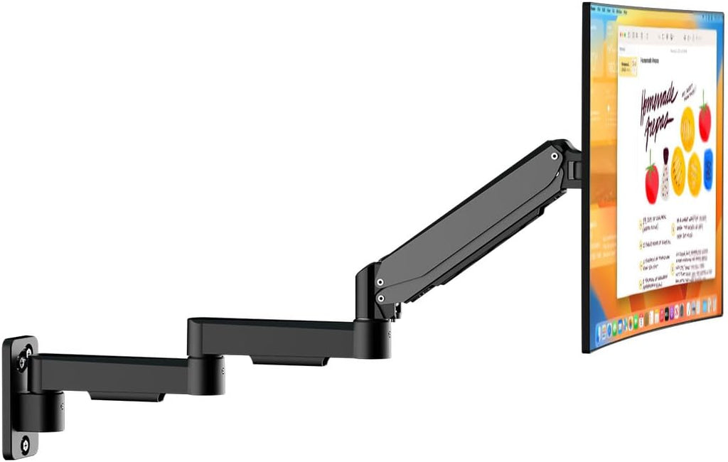 suptek Single Long Arm Monitor Wall Mount for 17 to 32 Inch Screens, Gas Spring Monitor Arm Wall Mount Holds Up to 11KG/24lbs, Full Motion Adjustable,VESA Mount 75x75/100x100mm(WMX3)