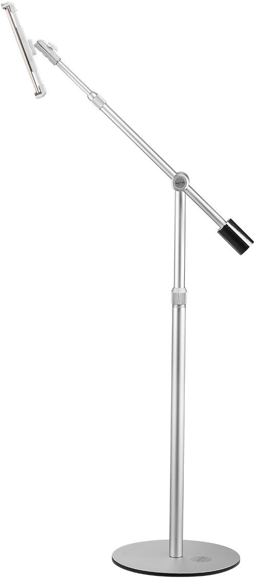 suptek Aluminum Tablet Floor Stand 360° Flexible Height Adjustable Cell Phone Holder Mount for iPad, iPhone, Samsung, Asus and More 4.7-11 inch Devices, Good for Bed, Kitchen, Office