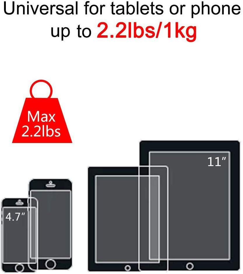 suptek Aluminum Tablet Floor Stand 360° Flexible Height Adjustable Cell Phone Holder Mount for iPad, iPhone, Samsung, Asus and More 4.7-11 inch Devices, Good for Bed, Kitchen, Office