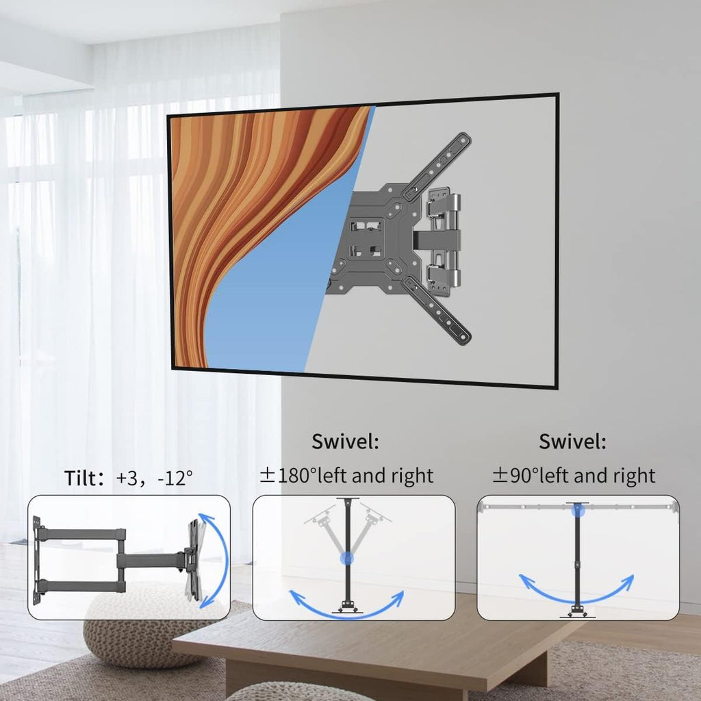 Suptek TV Wall Mount Swivel and Tilt Full Motion for Most 23 to 60 inch TV Mount up to 66lbs max VESA 400x400mm (A1+)