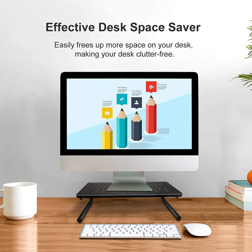 suptek Double-Deck Desk Monitor Stand Riser for Computer,Laptop,Printer, Notebook and All Flat Screen Display with Vented Metal Platform and 4 Inches Height Underneath Storage (MST002)
