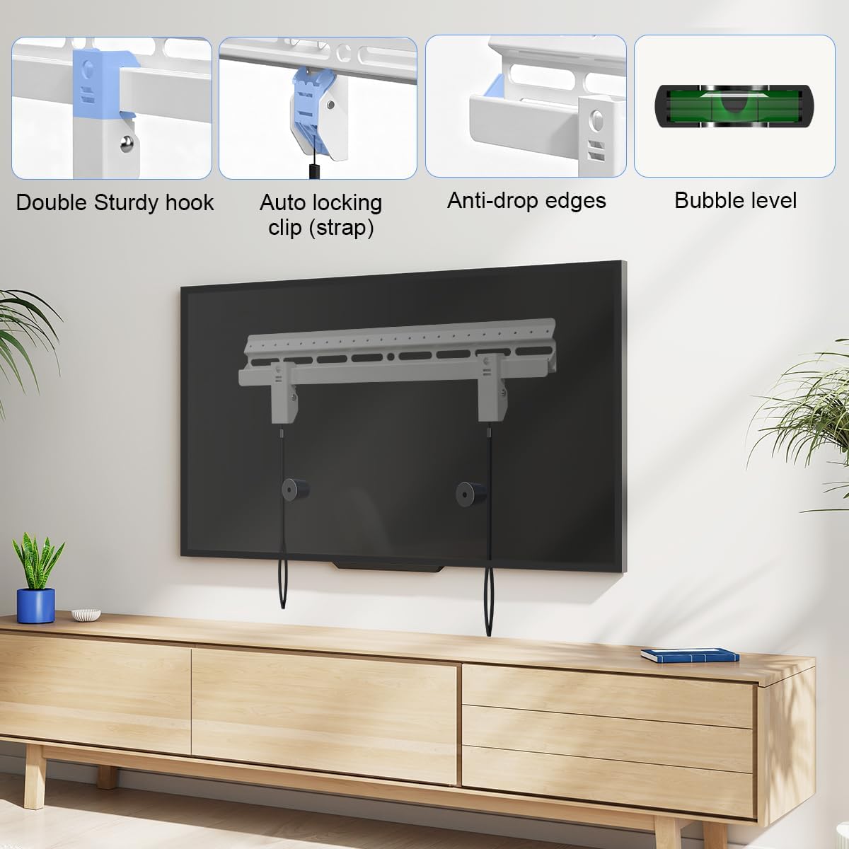 Suptek Studless TV Wall Mount for Most 23-60 Inch TVs up to 99 lbs, Low Profile No Drill TV Mount, Drywall Bracket with Max VESA 400x400mm, No Stud, No Drill, Easy Install, MF8