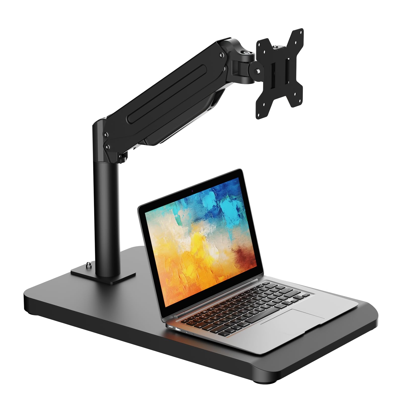 suptek Single Monitor Mount Gas Spring Arm Mount with Base,Free standing Pneumatic Height Adjustable Monitor Desk Stand for 17 to 35 inch,Holds up to 24.25lbs,Black(ML8XC)