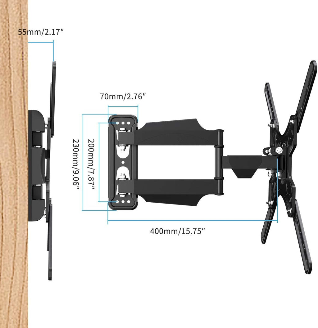Suptek Adjustable TV Wall Mount Swivel and Tilt TV Arm Bracket for Most 32-55 inch LED, LCD Monitor and Plasma TVs up to 70lbs VESA up to 400x400mm (MAFD-L400)