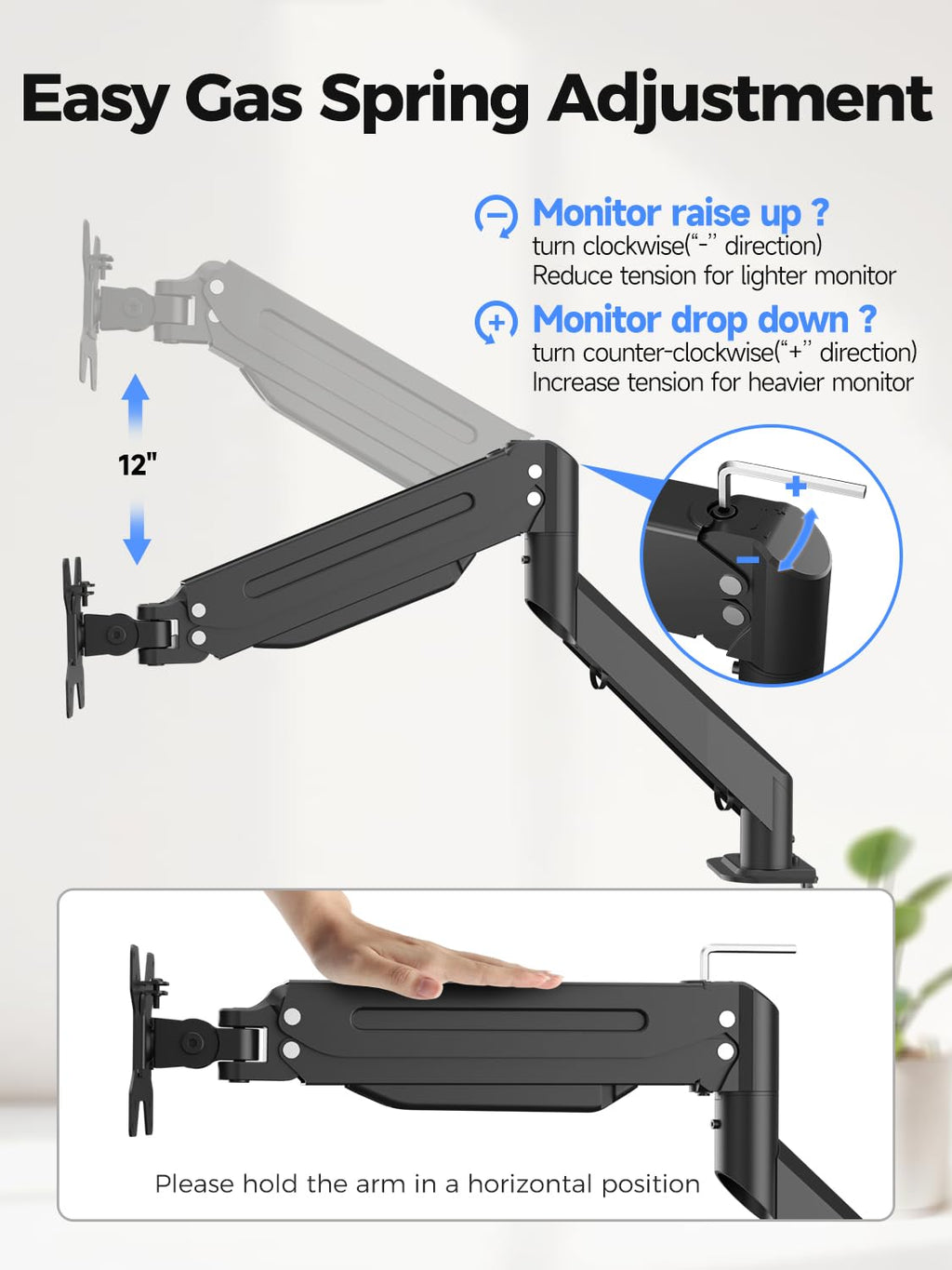 suptek Triple Monitor Mount for Most 17 to 32 inch Screens,Gas Springs Adjustment Triple Monitor Desk Mount Stand with Clamp & Grommet Kit,Black(MD8003)