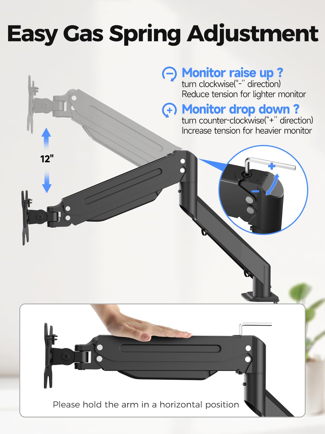 suptek Triple Monitor Mount for Most 17 to 32 inch Screens,Gas Springs Adjustment Triple Monitor Desk Mount Stand with Clamp & Grommet Kit,Black(MD8003)
