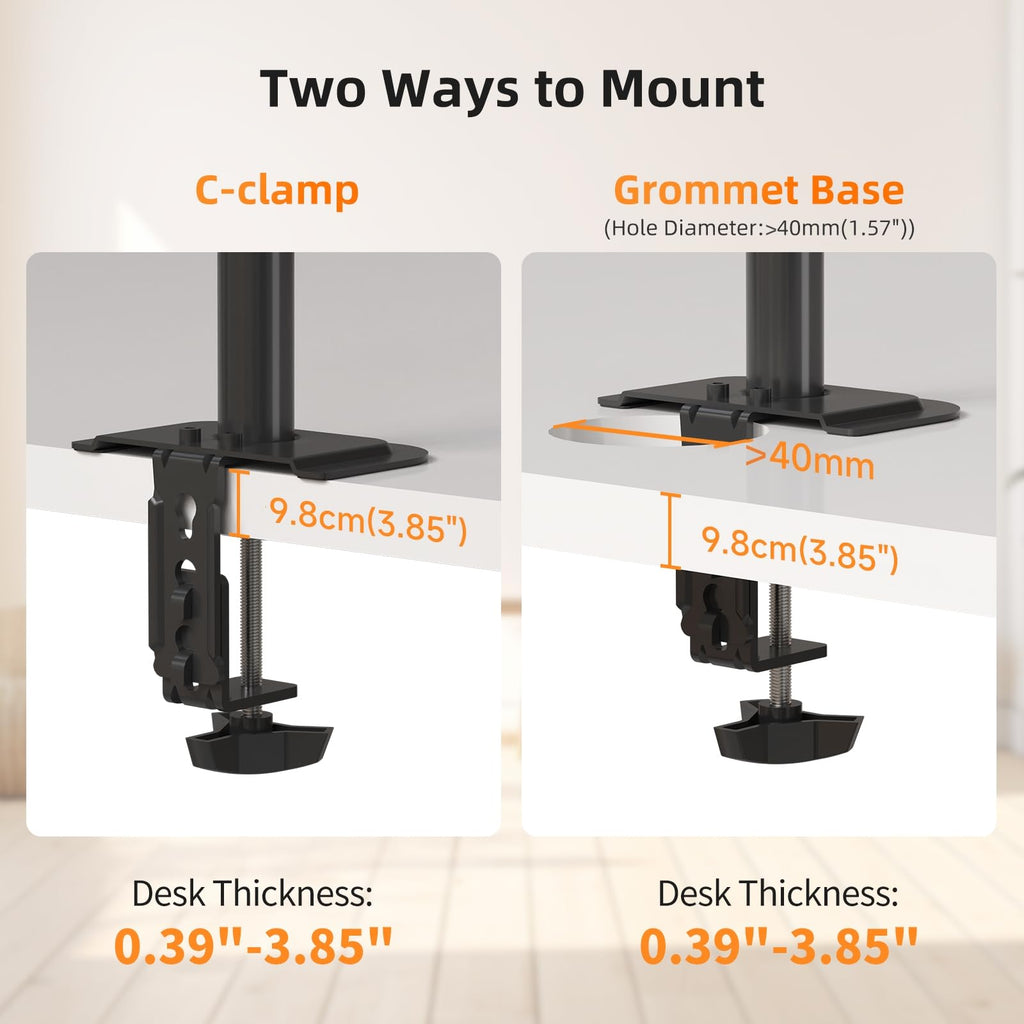 Suptek Monitor Laptop Mount Stand, 2 in 1 Function Dual Monitor Arms Desk Mount for 13"-18" Notebook and 17"-32" Monitor with Laptop Tray,Holds up to 22lbs