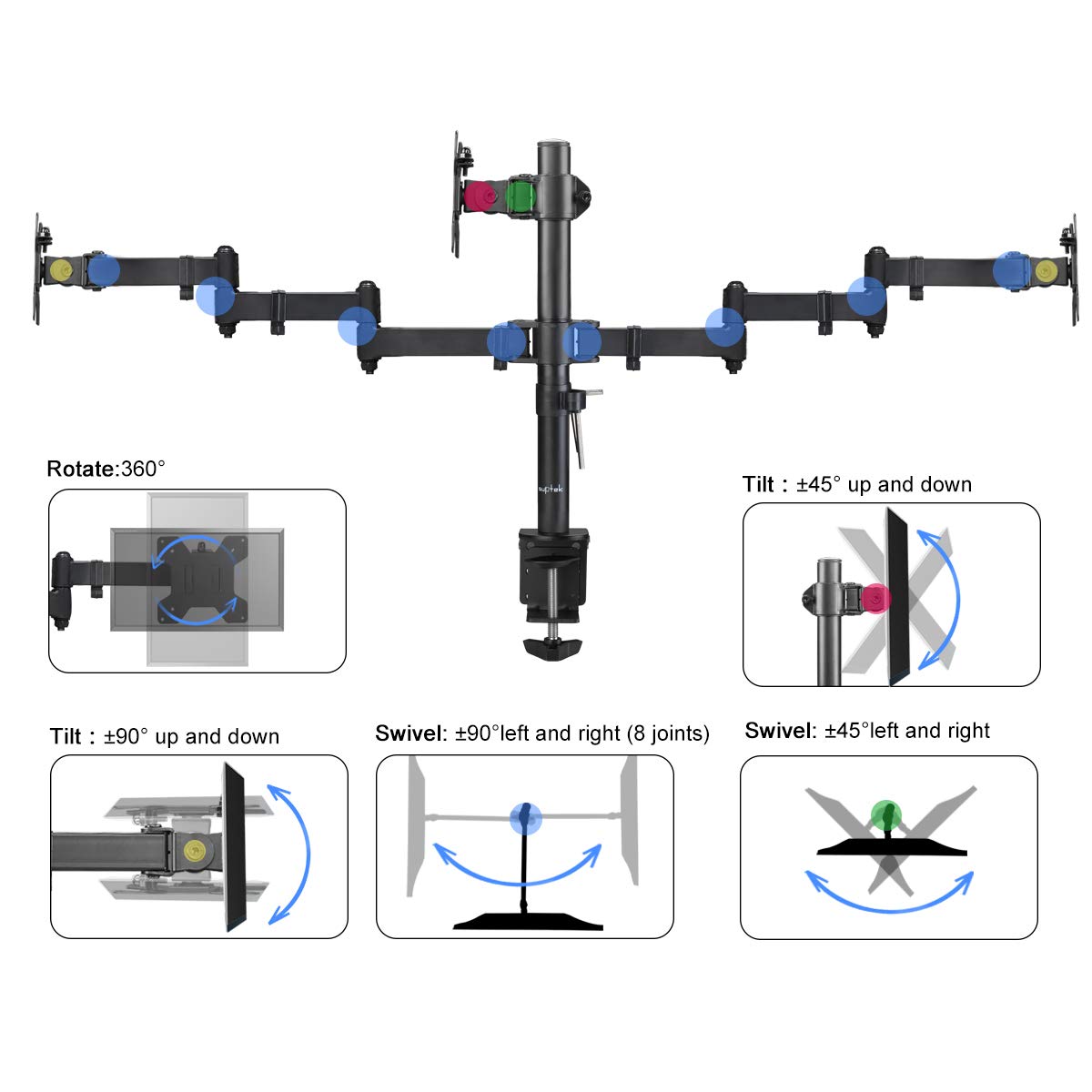 Suptek Single Monitor Mount, Adjustable Monitor Arm Desk Mount Stand for 1 / One Screen up to 32 inch Screen(MD9401)