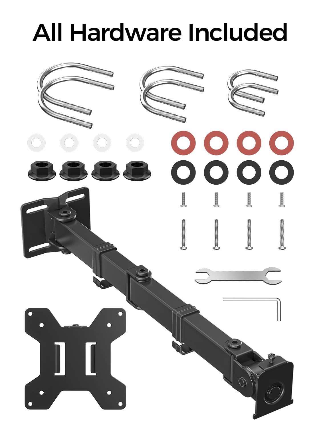 suptek Single Monitor Arm for Desk Mount Stand,Adjustable Monitor Arm for 17 to 32 inch Screen, Support Weight up to 22lbs, Mounting Holes 75x75mm to 100x100mm,Pneumatic Pole Mount Arm Black