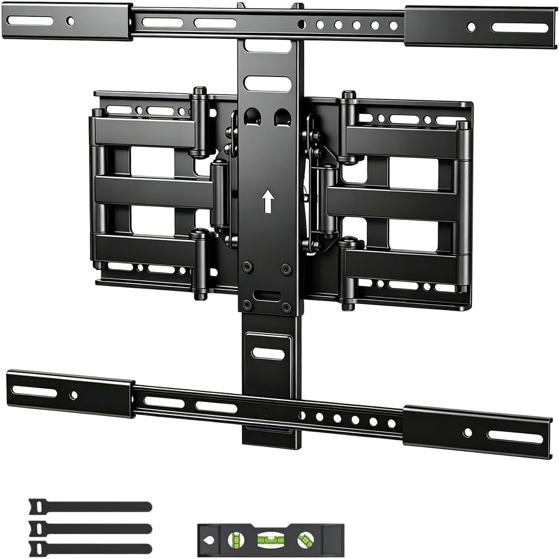 Suptek Ultra Slim TV Wall Mount Full Motion for 43-90” Large Screen | 1.38in slim mount, ±45° swivel, spring anti-glare tilt, 11.8in extend, VESA 600x400, holds 132lbs media room