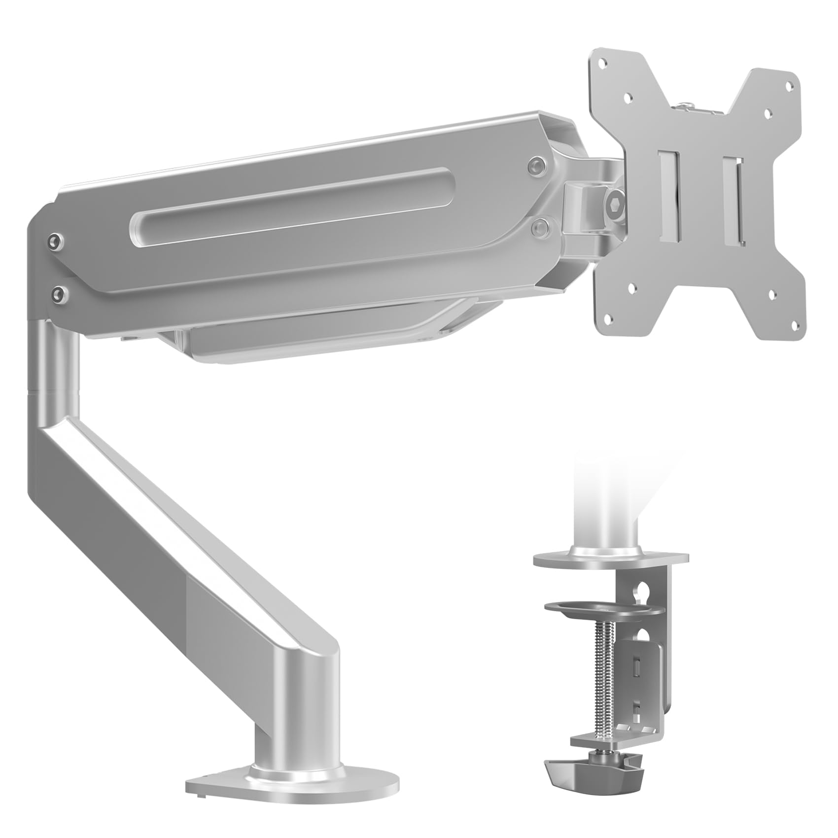 Suptek Single Monitor Arm Fully Adjustable for 17-34-35 Inch Screens | VESA Monitor Mount with Quick Install, Computer Monitor Stand for 32” Monitors, Desk Monitor Mount Holds 24lbs, VESA 75/100mm