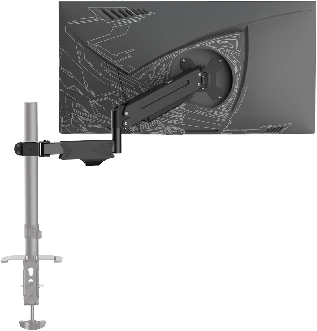 suptek Single Monitor Arm for Desk Mount Stand,Adjustable Monitor Arm for 17 to 32 inch Screen, Support Weight up to 22lbs, Mounting Holes 75x75mm to 100x100mm,Pneumatic Pole Mount Arm Black