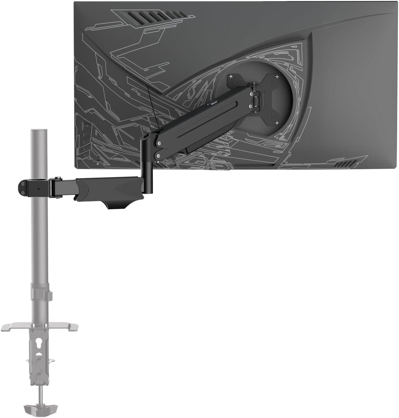 suptek Single Monitor Arm for Desk Mount Stand,Adjustable Monitor Arm for 17 to 32 inch Screen, Support Weight up to 22lbs, Mounting Holes 75x75mm to 100x100mm,Pneumatic Pole Mount Arm Black