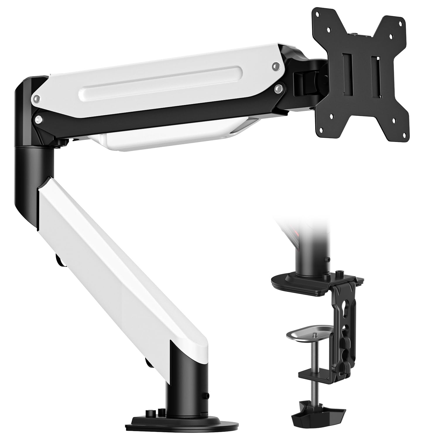 Suptek Single Monitor Arm Fully Adjustable for 17-34-35 Inch Screens | VESA Monitor Mount with Quick Install, Computer Monitor Stand for 32” Monitors, Desk Monitor Mount Holds 24lbs, VESA 75/100mm