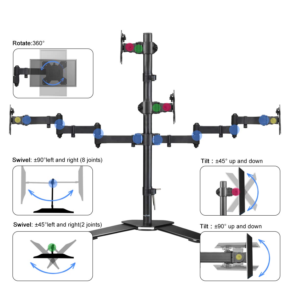 Suptek Single Monitor Mount, Adjustable Monitor Arm Desk Mount Stand for 1 / One Screen up to 32 inch Screen(MD9401)
