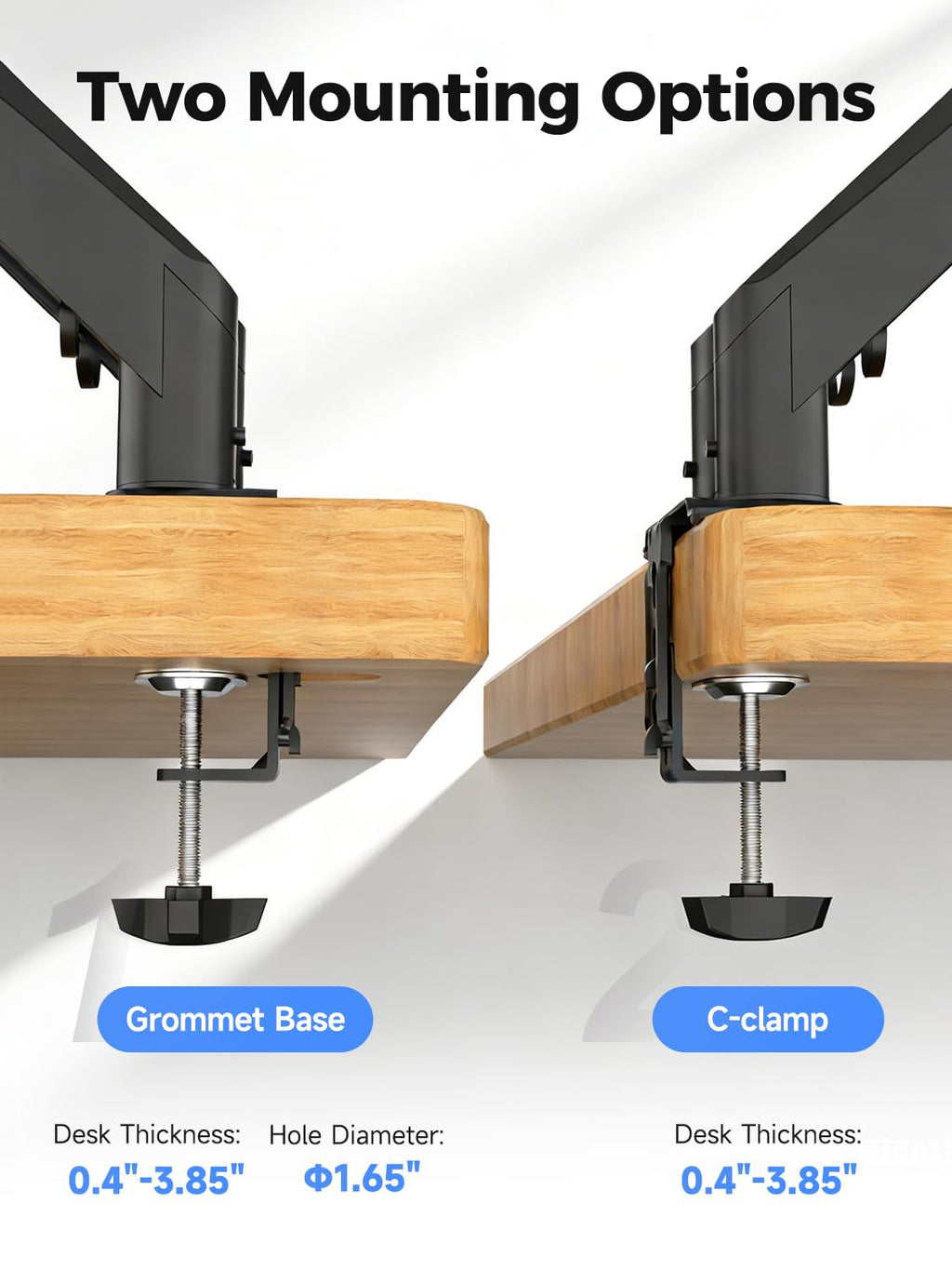 suptek Triple Monitor Mount for Most 17 to 32 inch Screens,Gas Springs Adjustment Triple Monitor Desk Mount Stand with Clamp & Grommet Kit,Black(MD8003)