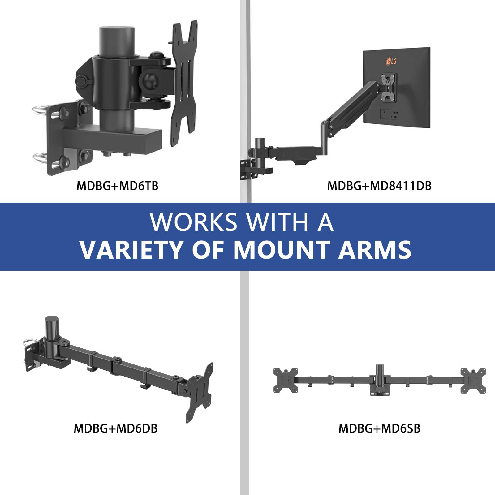 suptek Single Monitor Arm for Desk Mount Stand,Adjustable Monitor Arm for 17 to 32 inch Screen, Support Weight up to 22lbs, Mounting Holes 75x75mm to 100x100mm,Pneumatic Pole Mount Arm Black