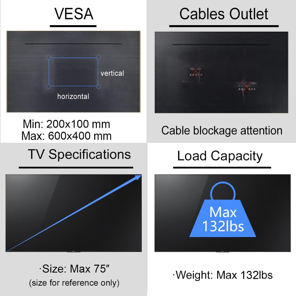 Suptek Ceiling TV Mount Fits Most 26-65 inch LCD LED Plasma Panel Display with Max VESA 400x400mm Loaded up to 45kg/100lbs Height Adjustable MC4602