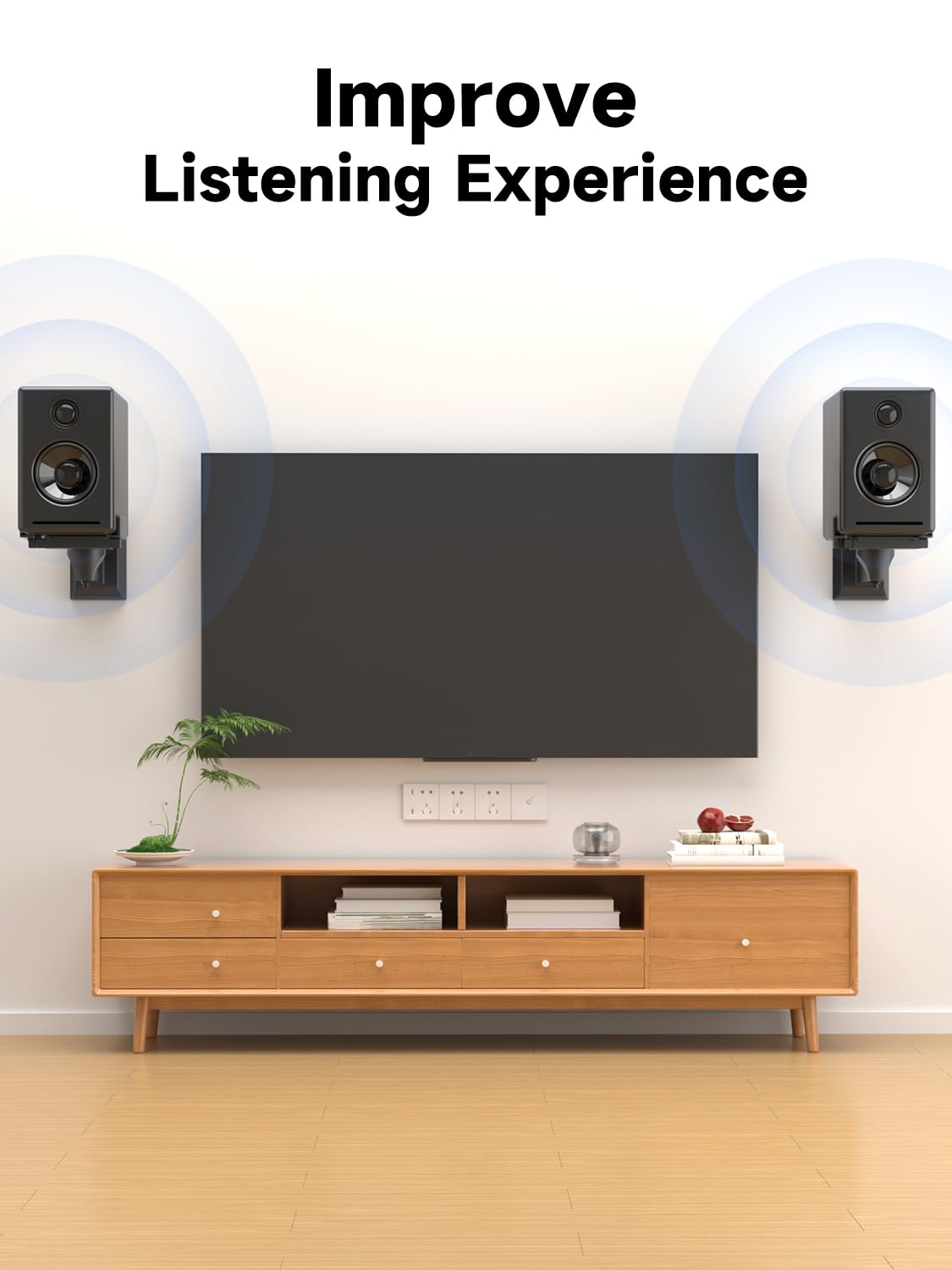 suptek Speaker Wall Mount Adjustable for Large Bookshelf Speaker Mounts | Swivel Speaker Wall Mounts with Surround Sound, Tilt Speaker Shelf For Living Room Up to 55lbs, 2 Packs, Black