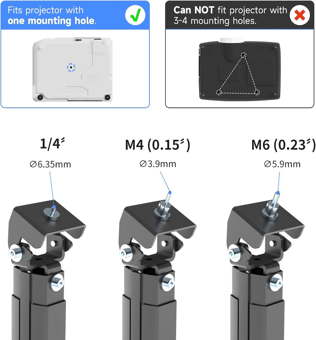 suptek Projector Ceiling Mount Bracket Fits Flat or Sloped Ceiling Height Adjustable with Extendable Length 30.7-49.21inch,for LCD/DLP Projectors,Black (PR05LB)