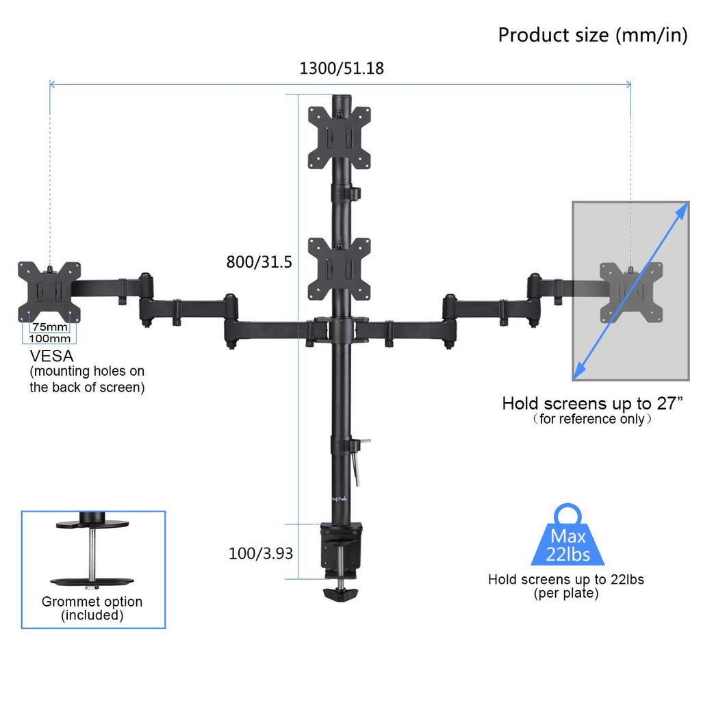 Suptek Single Monitor Mount, Adjustable Monitor Arm Desk Mount Stand for 1 / One Screen up to 32 inch Screen(MD9401)