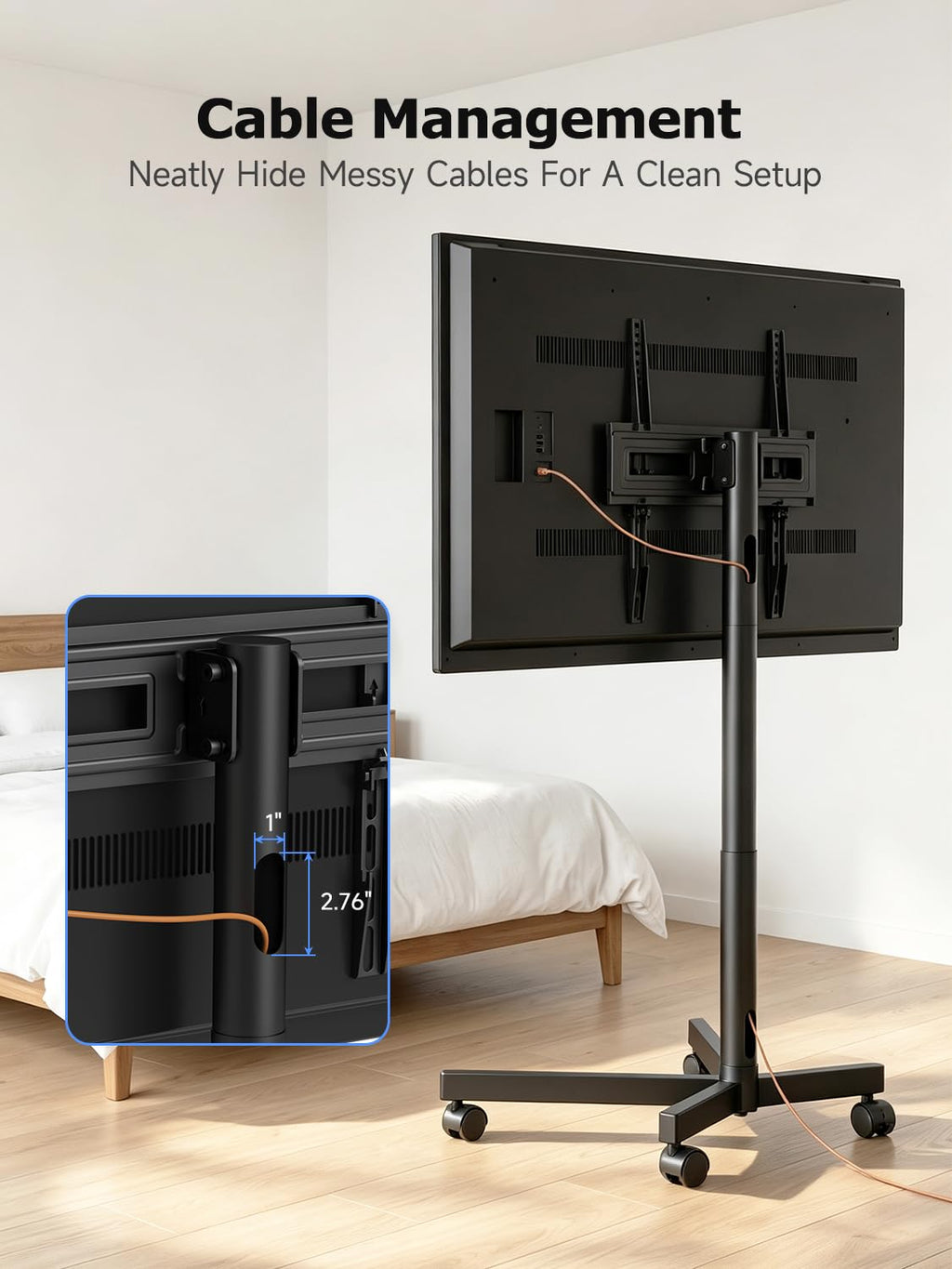 Suptek Rolling TV Stand Height Adjustable for 23-55-65 Inch LCD LED TV | Tilt Mobile TV Stand Holds up to 88lbs, Outdoor TV Stands Wheels with Shelf, Portable TV Stand for Living Room VESA 400x400