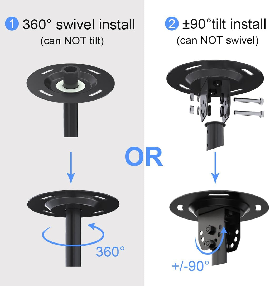 Suptek Ceiling TV Mount Fits Most 26-65 inch LCD LED Plasma Panel Display with Max VESA 400x400mm Loaded up to 45kg/100lbs Height Adjustable MC4602