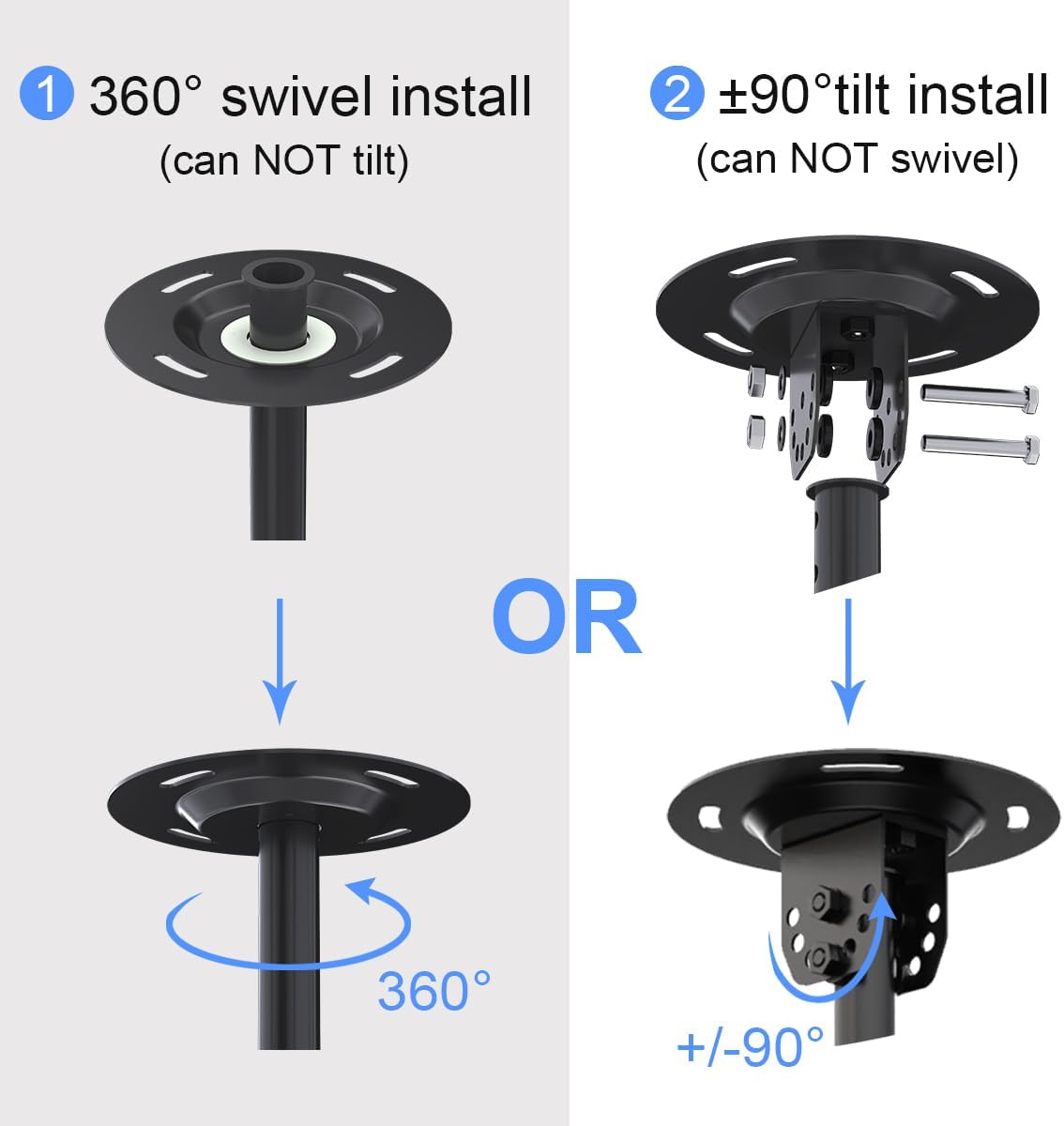 Suptek Ceiling TV Mount Fits Most 26-65 inch LCD LED Plasma Panel Display with Max VESA 400x400mm Loaded up to 45kg/100lbs Height Adjustable MC4602