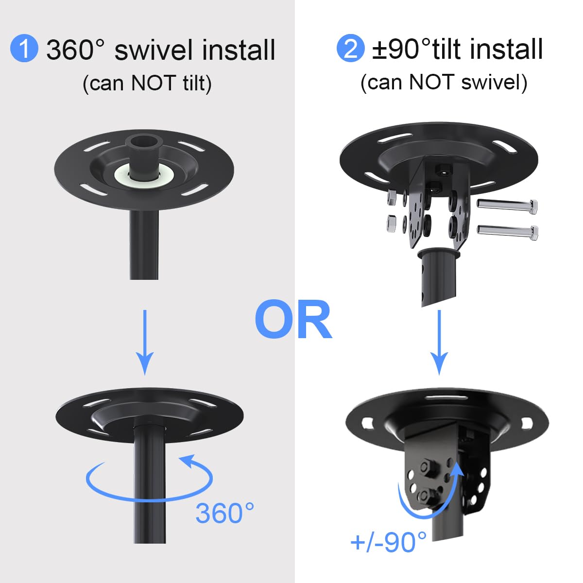 Suptek Ceiling TV Mount Fits Most 26-65 inch LCD LED Plasma Panel Display with Max VESA 400x400mm Loaded up to 45kg/100lbs Height Adjustable MC4602