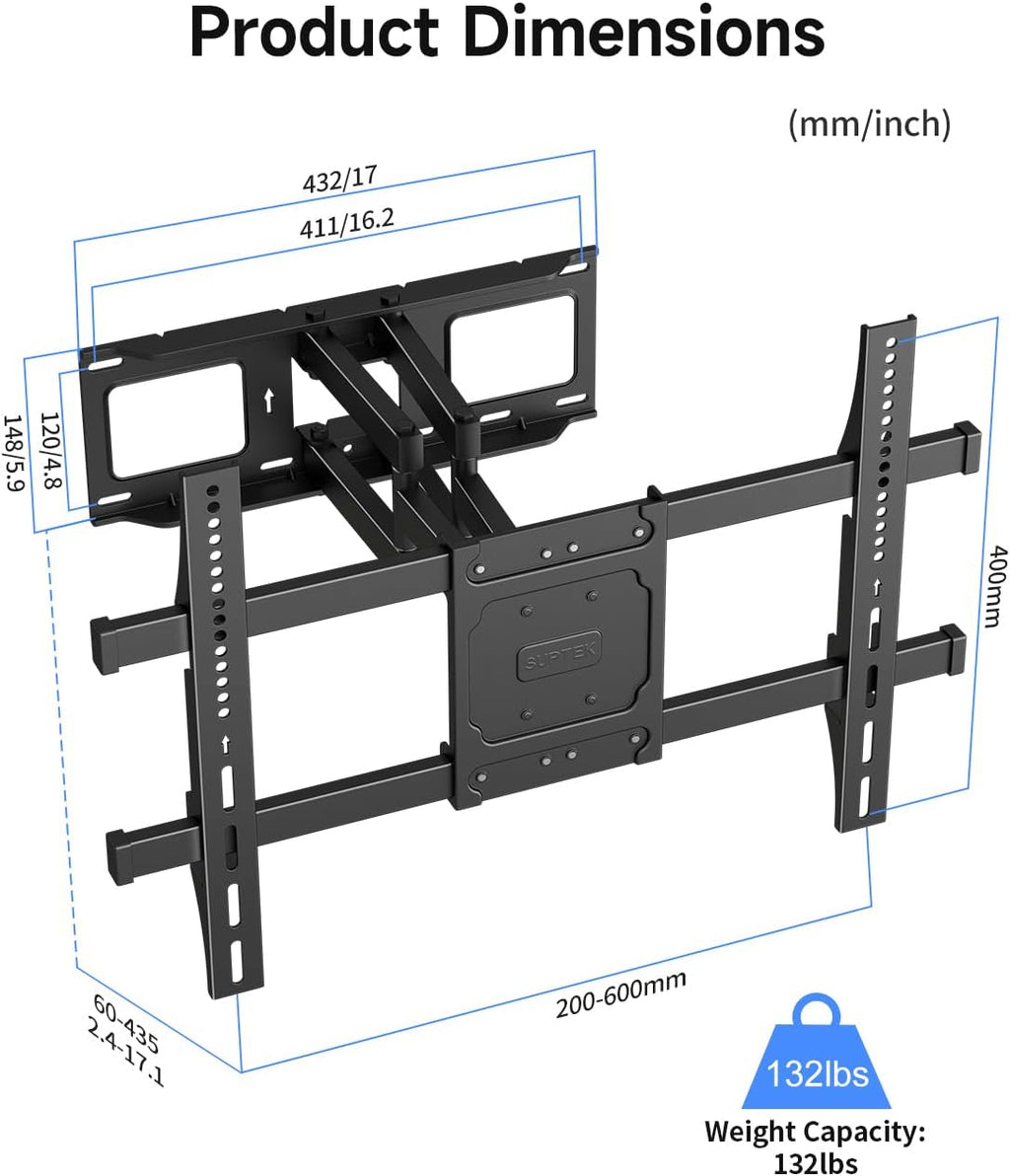 Suptek TV Wall Mount Swivel and Tilt Full Motion for Most 23 to 60 inch TV Mount up to 66lbs max VESA 400x400mm (A1+)