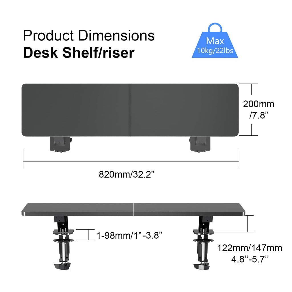 suptek Double-Deck Desk Monitor Stand Riser for Computer,Laptop,Printer, Notebook and All Flat Screen Display with Vented Metal Platform and 4 Inches Height Underneath Storage (MST002)