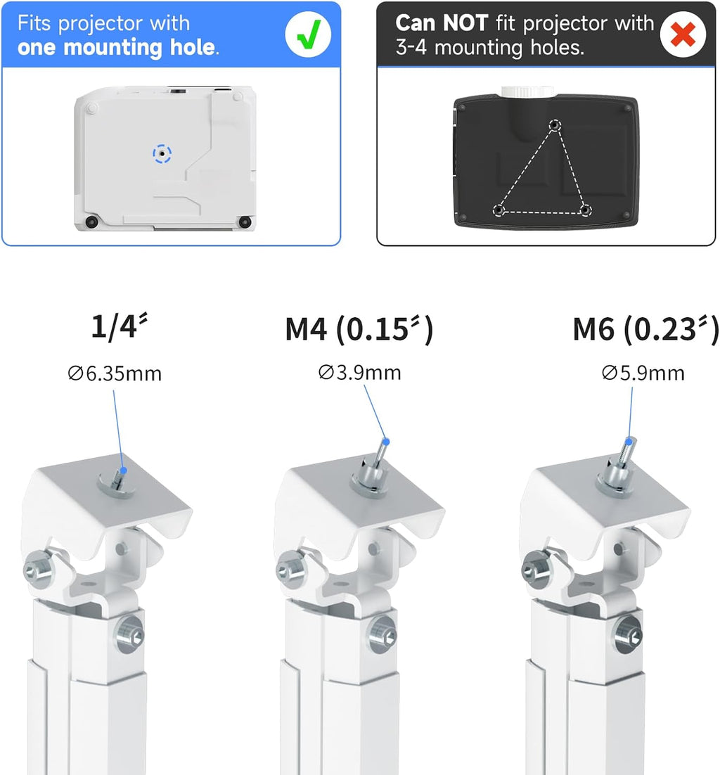 suptek Projector Ceiling Mount Bracket Fits Flat or Sloped Ceiling Height Adjustable with Extendable Length 30.7-49.21inch,for LCD/DLP Projectors,Black (PR05LB)