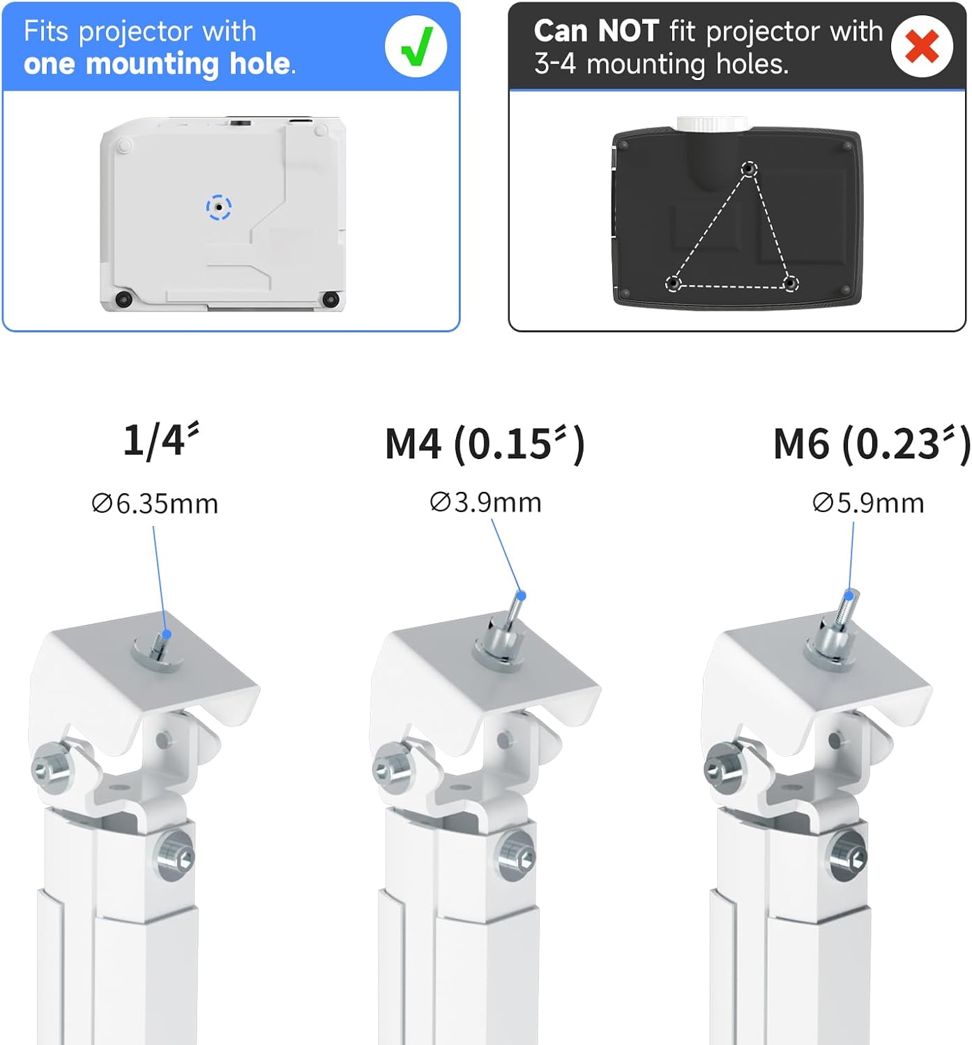 suptek Projector Ceiling Mount Bracket Fits Flat or Sloped Ceiling Height Adjustable with Extendable Length 30.7-49.21inch,for LCD/DLP Projectors,Black (PR05LB)