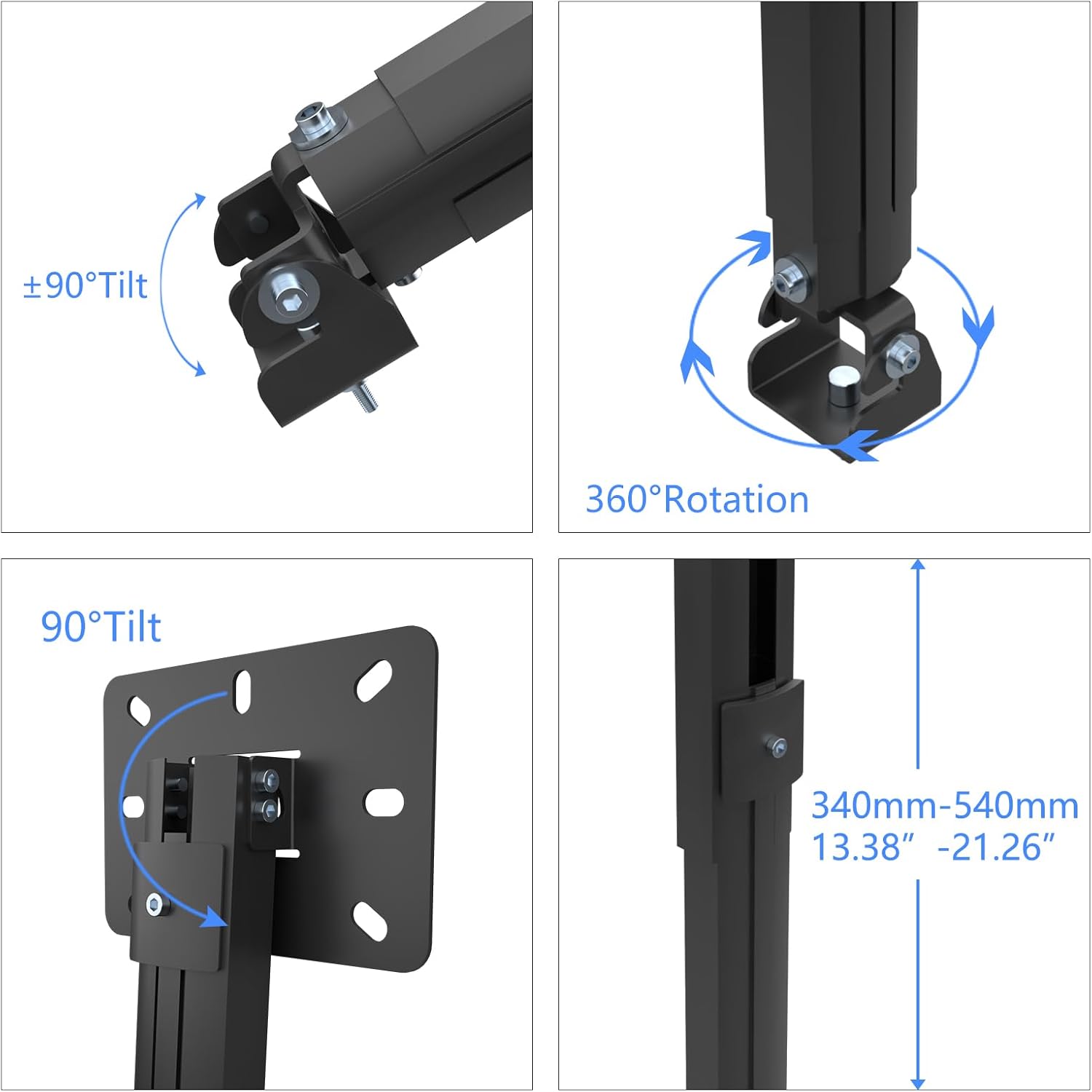 suptek Projector Ceiling Mount Bracket Fits Flat or Sloped Ceiling Height Adjustable with Extendable Length 30.7-49.21inch,for LCD/DLP Projectors,Black (PR05LB)