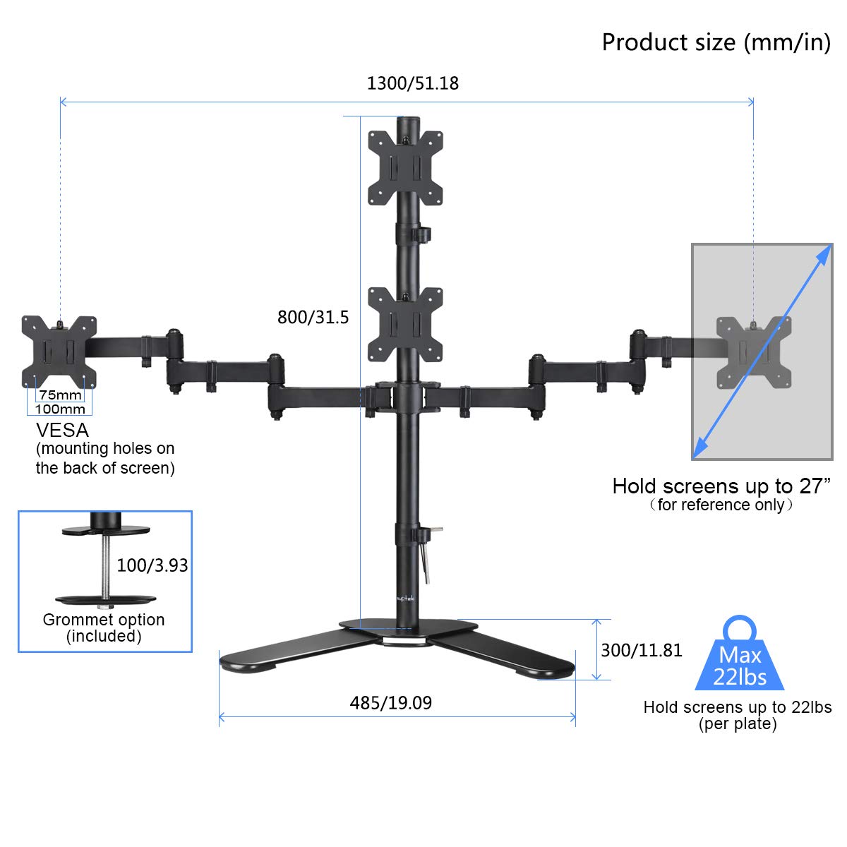 Suptek Single Monitor Mount, Adjustable Monitor Arm Desk Mount Stand for 1 / One Screen up to 32 inch Screen(MD9401)