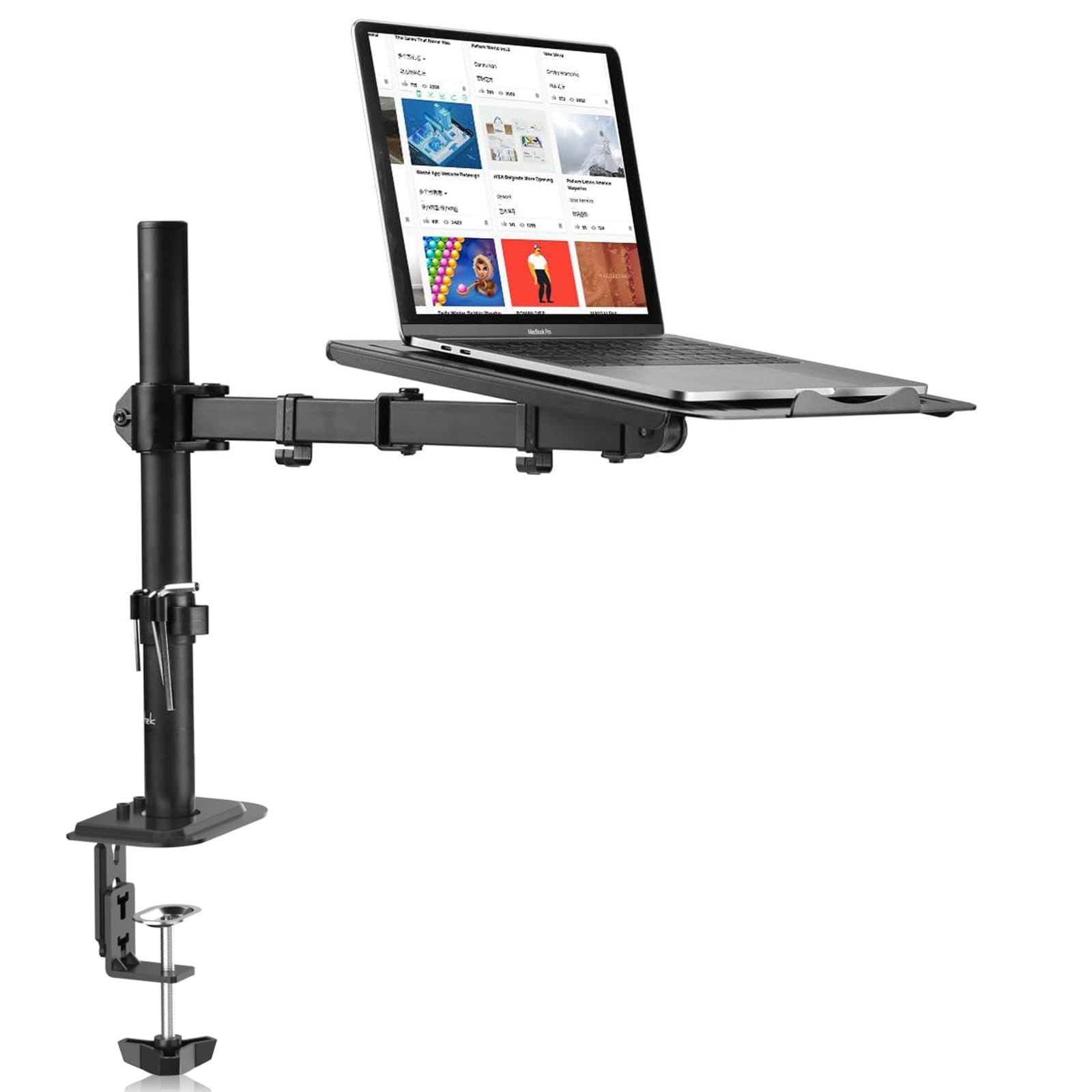 Suptek Monitor Laptop Mount Stand, 2 in 1 Function Dual Monitor Arms Desk Mount for 13"-18" Notebook and 17"-32" Monitor with Laptop Tray,Holds up to 22lbs